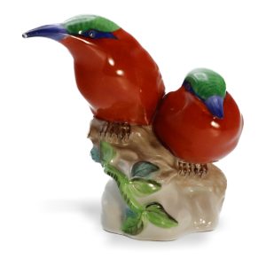 Herend Bird Figurines, Kingfishers, Porcelaine Hand-painted, Vintage Ceramic Collectible Sculpture,