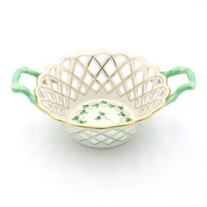 Herend Porcelain Cachepot With Pierced gold Rim, Parsley Pattern, Hand-Painted