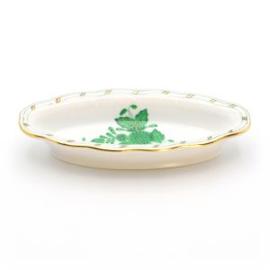 Herend Chinese Bouquet Green Trinket Dish Porcelain Hand Painted Apponyi Jewelry Tray