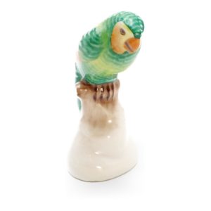 Herend Figurine Green Parrot, Hand Painted Porcelain Hand-Painted, Vintage Ceramic Collectible Sculpture,