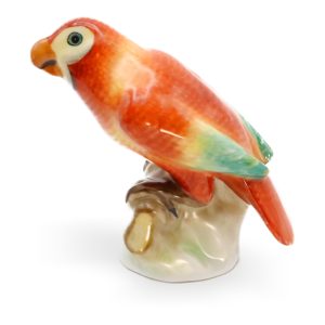 Herend Red Parrot Figurine Porcelain Hand-Painted Vintage Ceramic Collectible Sculpture