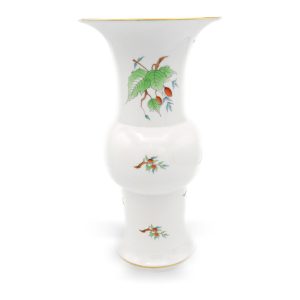 Herend Vase, Rose Hips Vase Porcelain Hand Painted, Large 12" Table Vase