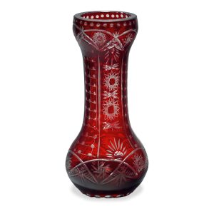 Bohemia Red Lead Crystal Vase, Vintage Hand-Cut Glass, Elegant Decorative Piece, Collectible Centerpiece for Home or Office