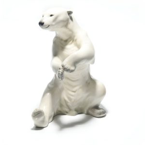 Aquincum Porcelain Figurine Polar Bear – Rare Hand-Painted, Vintage Ceramic Collectible Sculpture