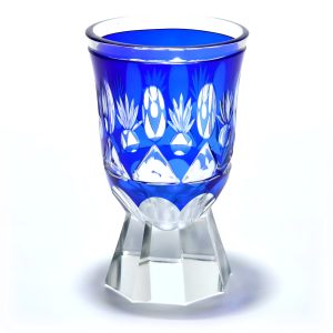 Blue Crystal Glass Heavy Glass Goblet, Very Rare Bohemian Chalice