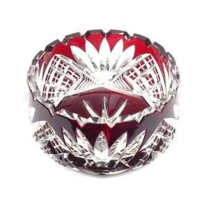 Bohemia Red Crystal Bowl, Hand-Cut Vintage Glass Dish, Elegant Decorative Centerpiece or Collectible Retro Home Décor