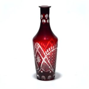 Bohemian Red Crystal Vase, Vintage Hand-Cut Glass, Elegant Decorative Piece, MCM Collectible Centerpiece for Home or Office