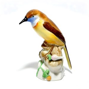 Herend Porcelain Bird Figurine, Hand-Painted Nightingale Sculpture, Vintage Collectible Decor, Hungarian Fine Porcelain Art, Elegant Gift Idea