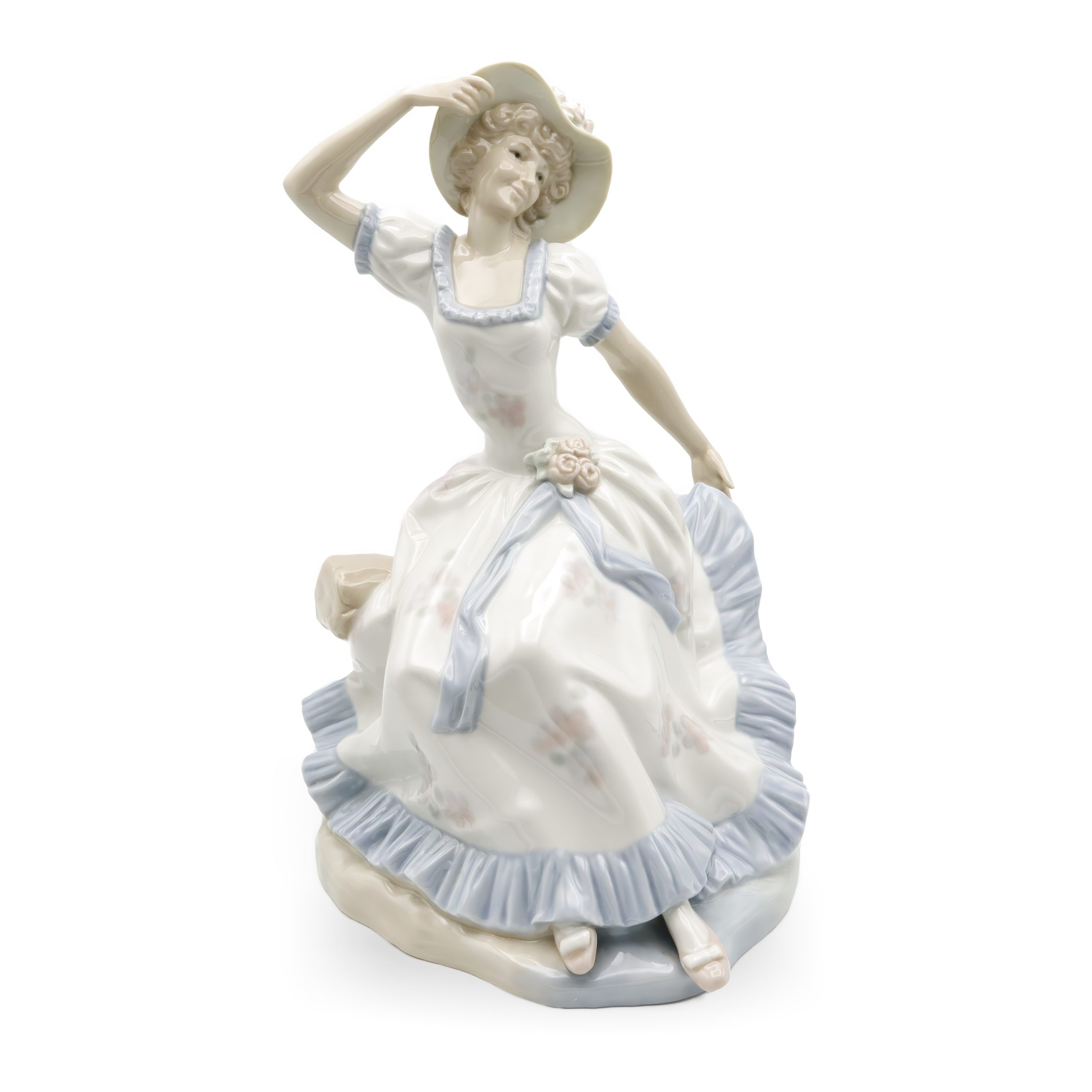 Lladro ZAPHIR Figurine, Springtime Serenade Lady In Blue, Elegant Woman Porcelain Hand Painted