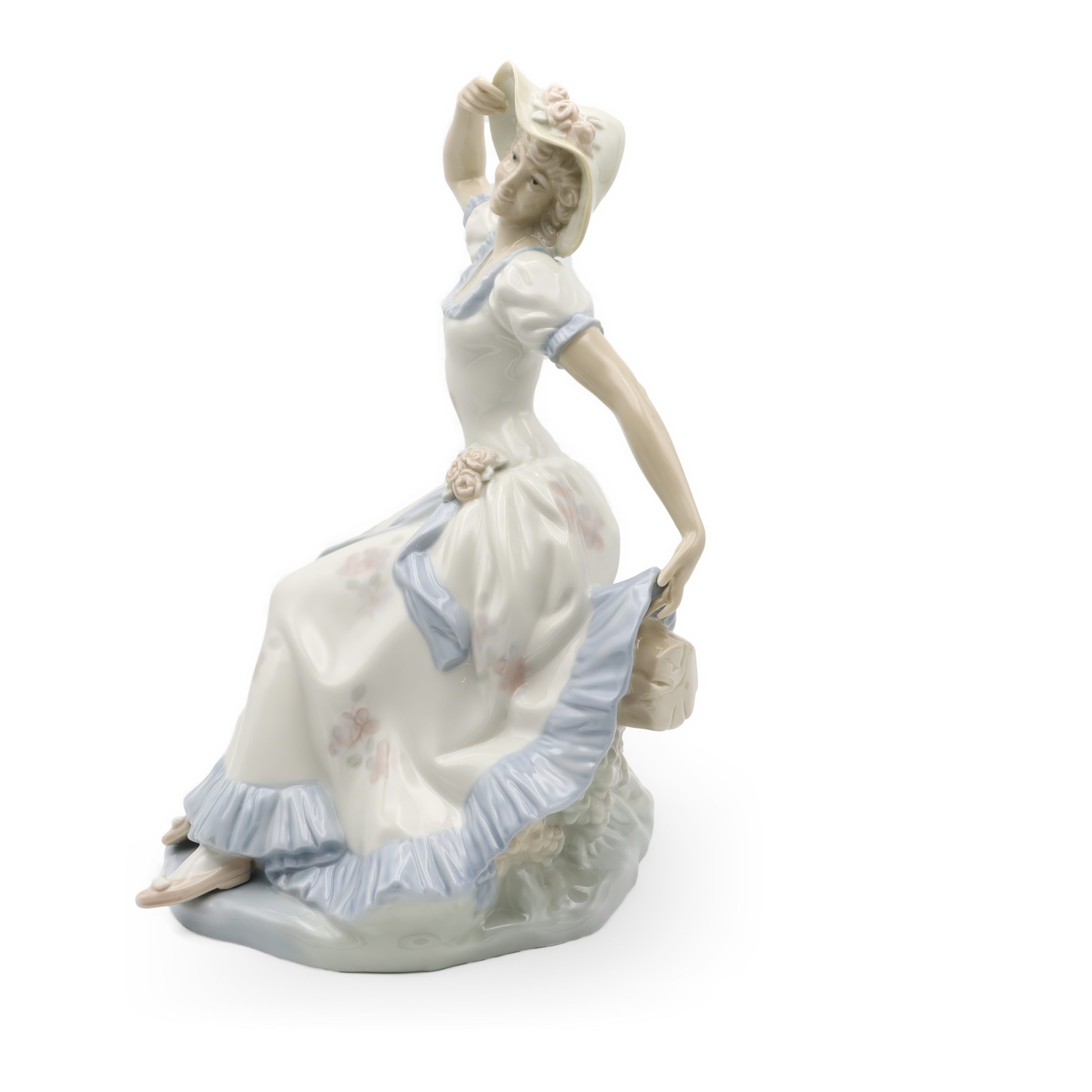 Lladro ZAPHIR Figurine, Springtime Serenade Lady In Blue, Elegant Woman Porcelain Hand Painted