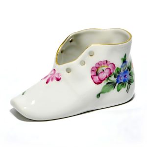 Herend Porcelain Shoe Figurine, Vintage Collectible Gifts for Her Hand Painted, Ceramic Sculpture