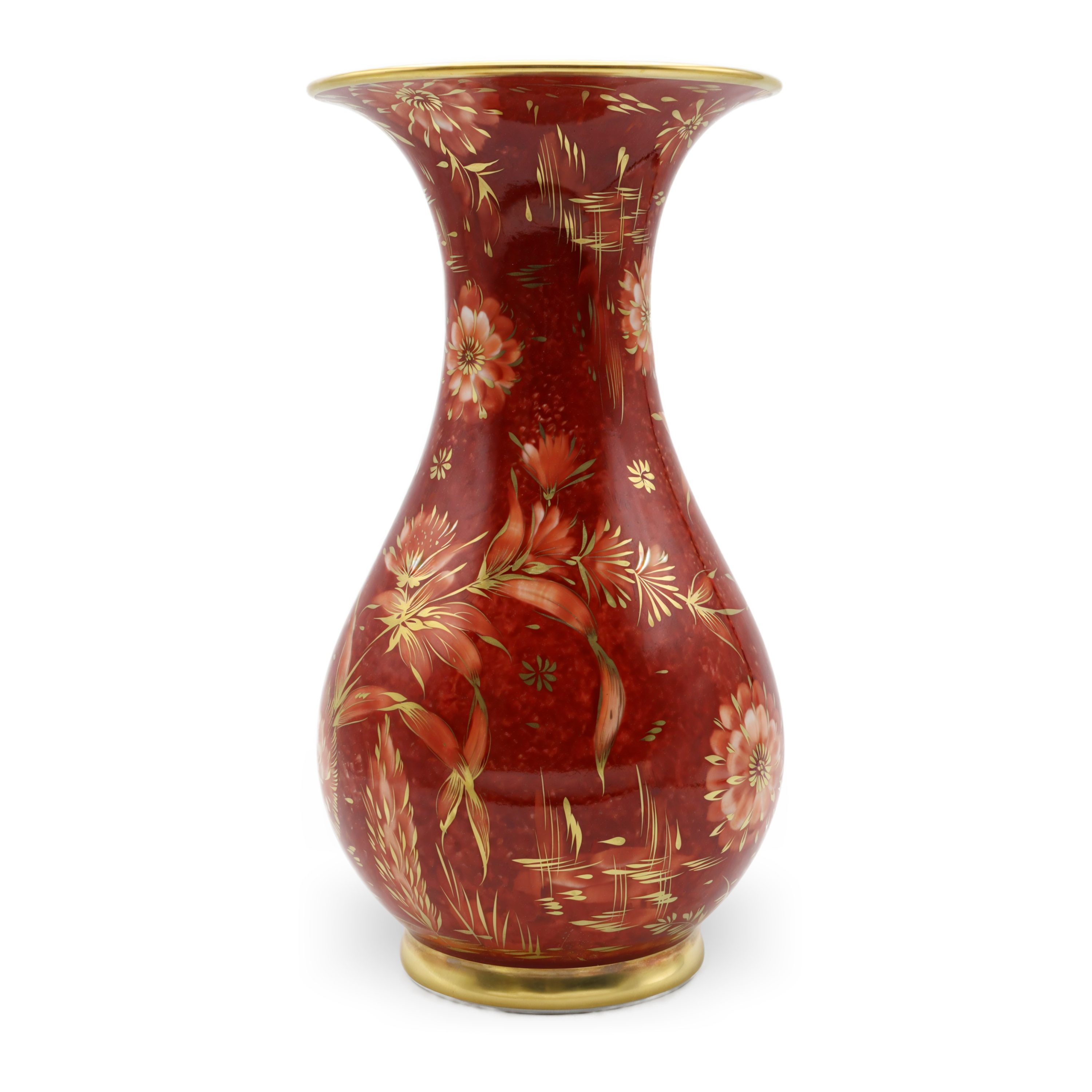 Rosenthal Magic Garden Vintage Porcelain Vase, Red Floral Pattern, Art Nouveau, Gold Rims Hand Painted