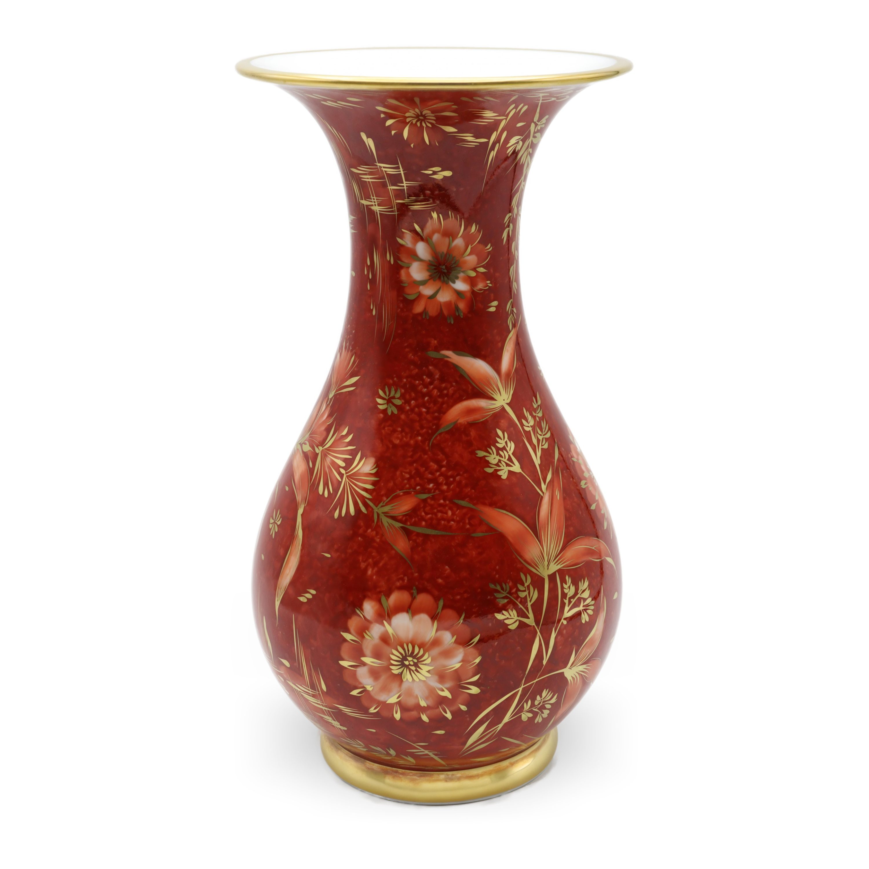 Rosenthal Magic Garden Vintage Porcelain Vase, Red Floral Pattern, Art Nouveau, Gold Rims Hand Painted