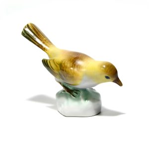 Herend Porcelain Bird Figurine, Yellow Warbler, Rare Vintage Collectible Bird Figure, Bird Art Hand Painted, Ceramic Sculpture