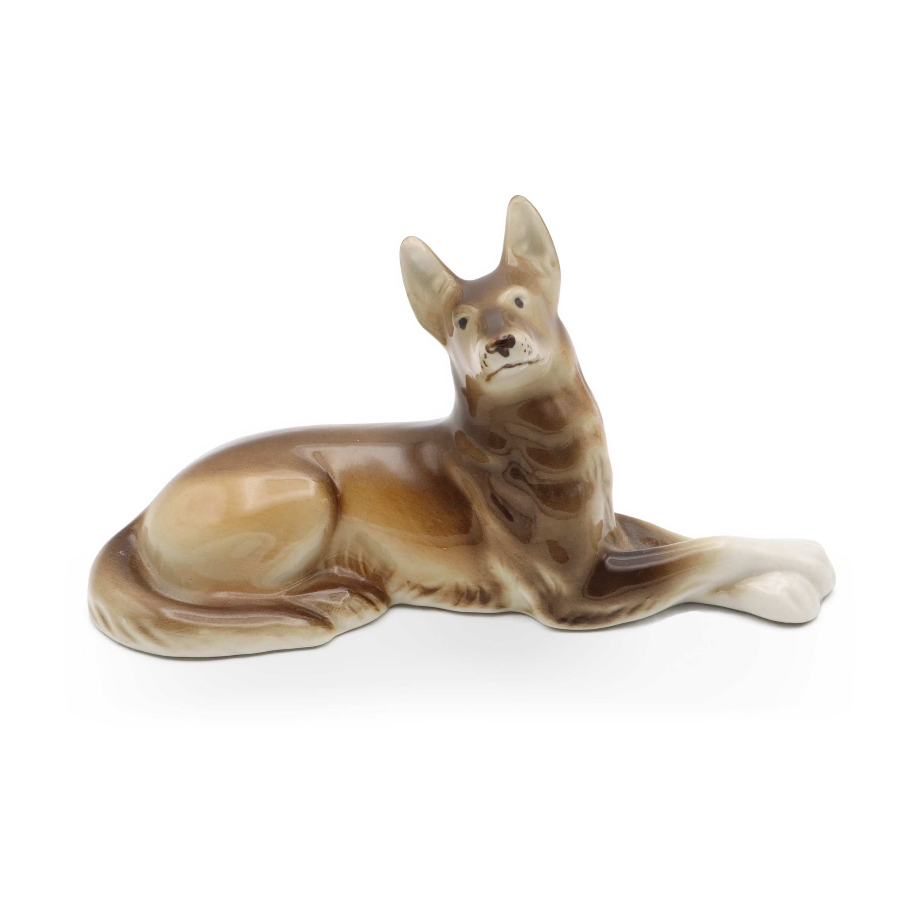 Dog Figurine, Porcelain Dog Sculpture, German Shepherd  Statue, MCM Room Decor For Dog Lover, Unique Gift Idea Hand Painted, Vintage Ceramic Collectible