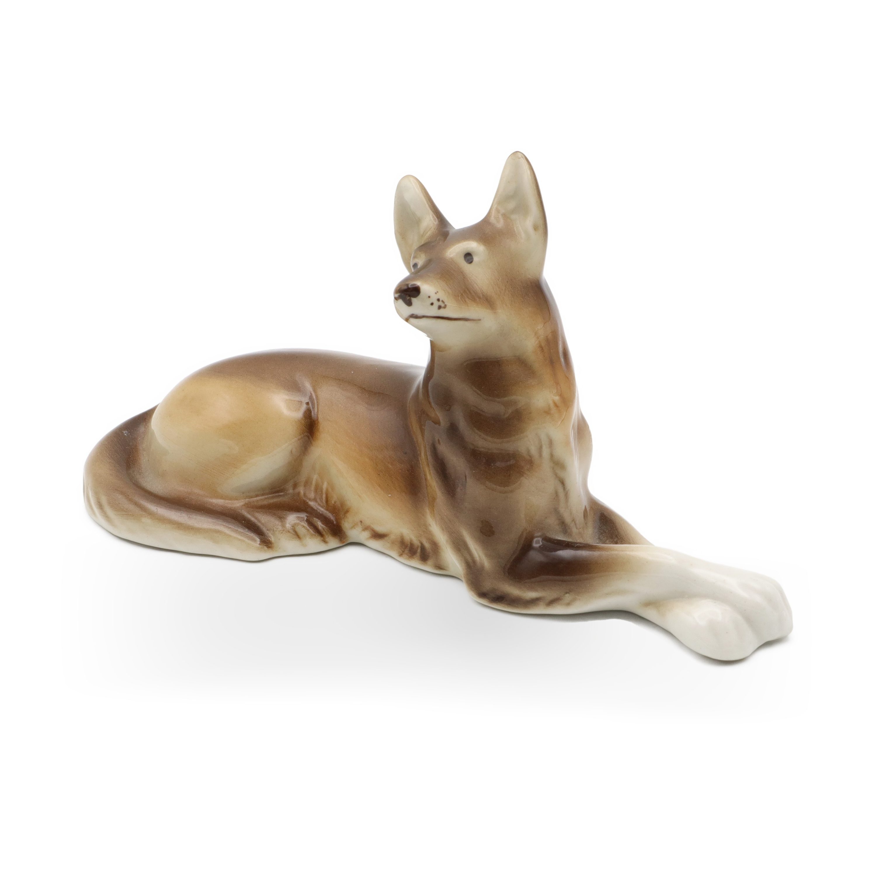 Dog Figurine, Porcelain Dog Sculpture, German Shepherd  Statue, MCM Room Decor For Dog Lover, Unique Gift Idea Hand Painted, Vintage Ceramic Collectible