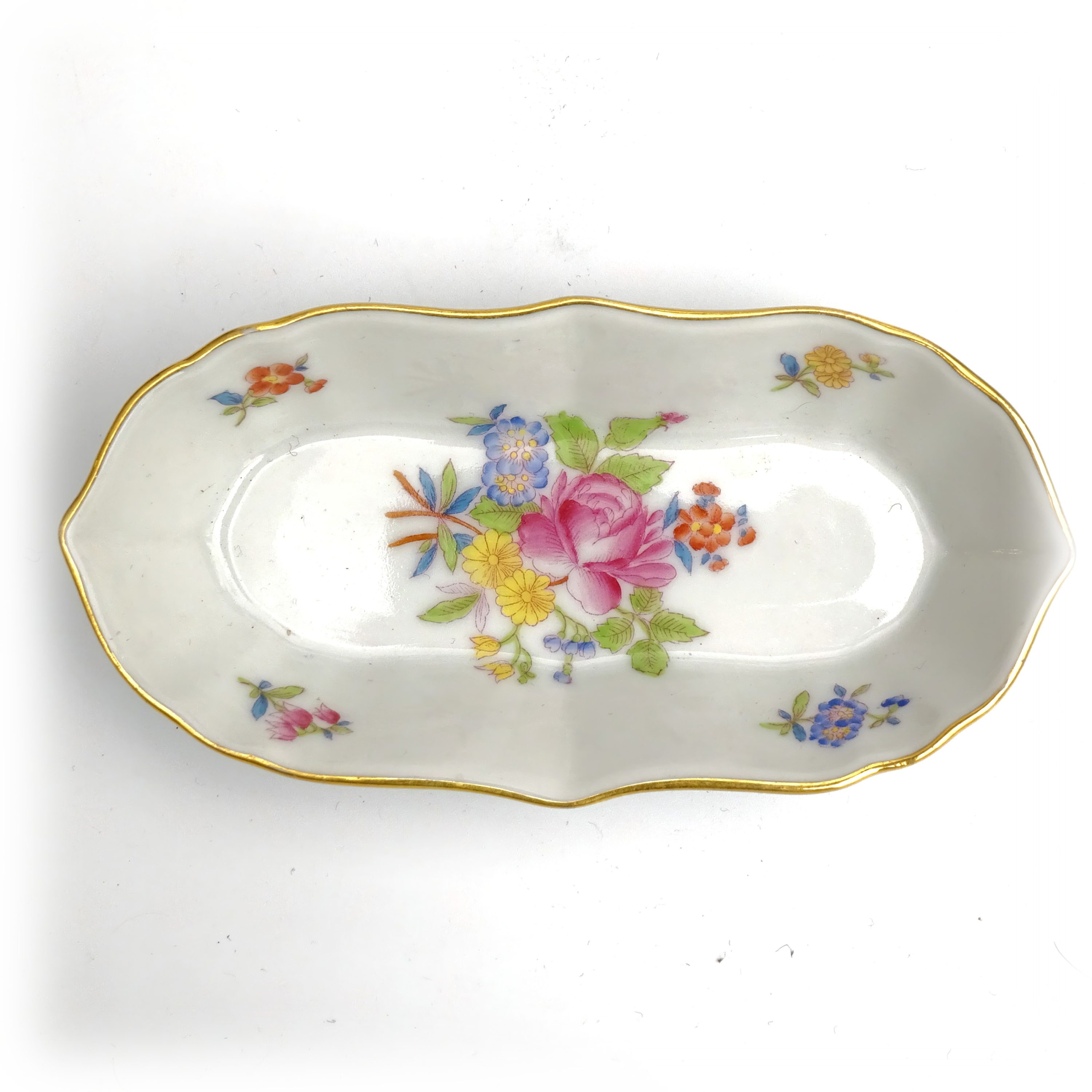 Herend Vintage Trinket Tray - Hand-Painted Porcelain Dish Decor