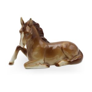 Horse Figurine, Bohemia Porcelain, Vintage Collectible Art Deco Statue, Stallion Sculpture Hand Painted, Ceramic