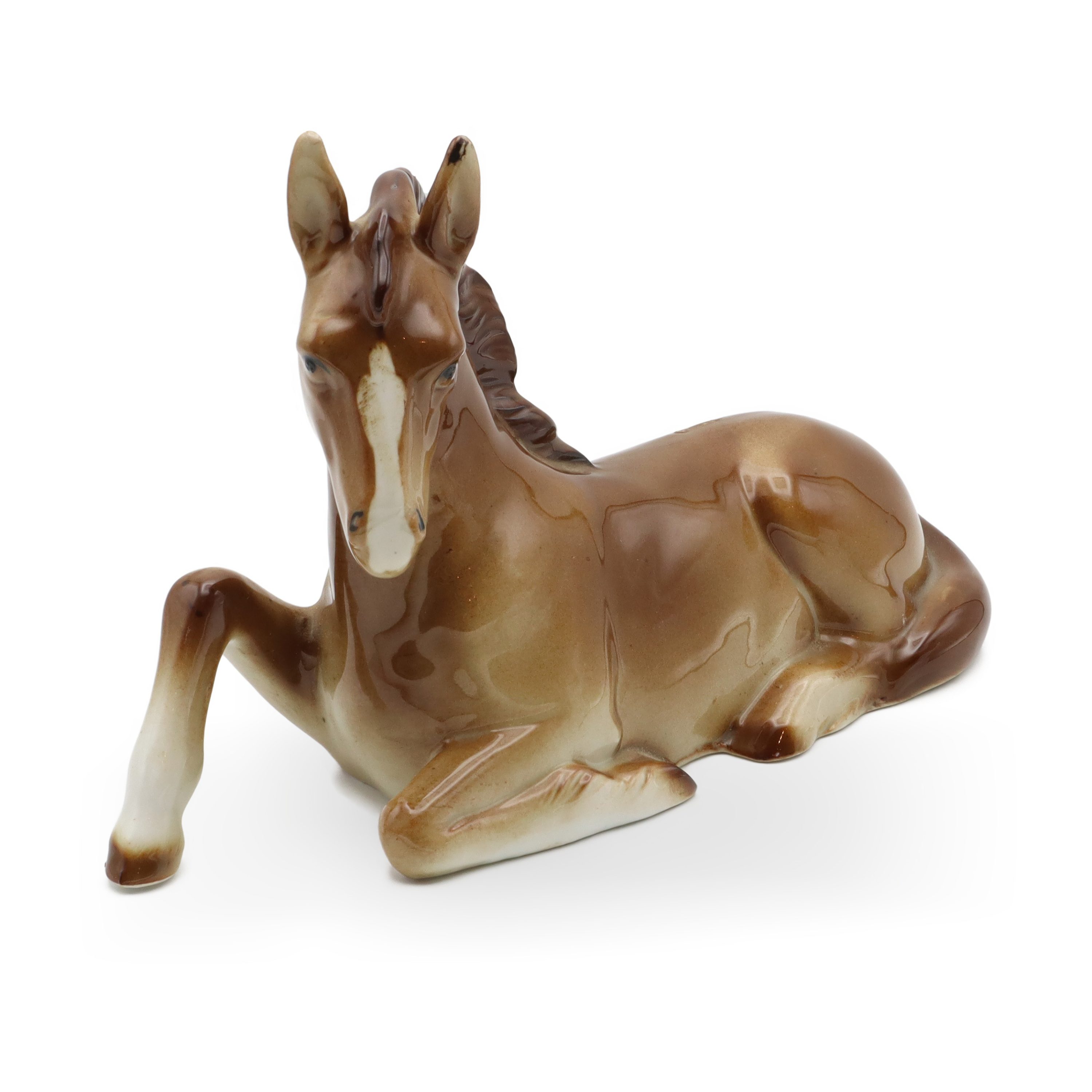 Horse Figurine, Bohemia Porcelain, Vintage Collectible Art Deco Statue, Stallion Sculpture Hand Painted, Ceramic