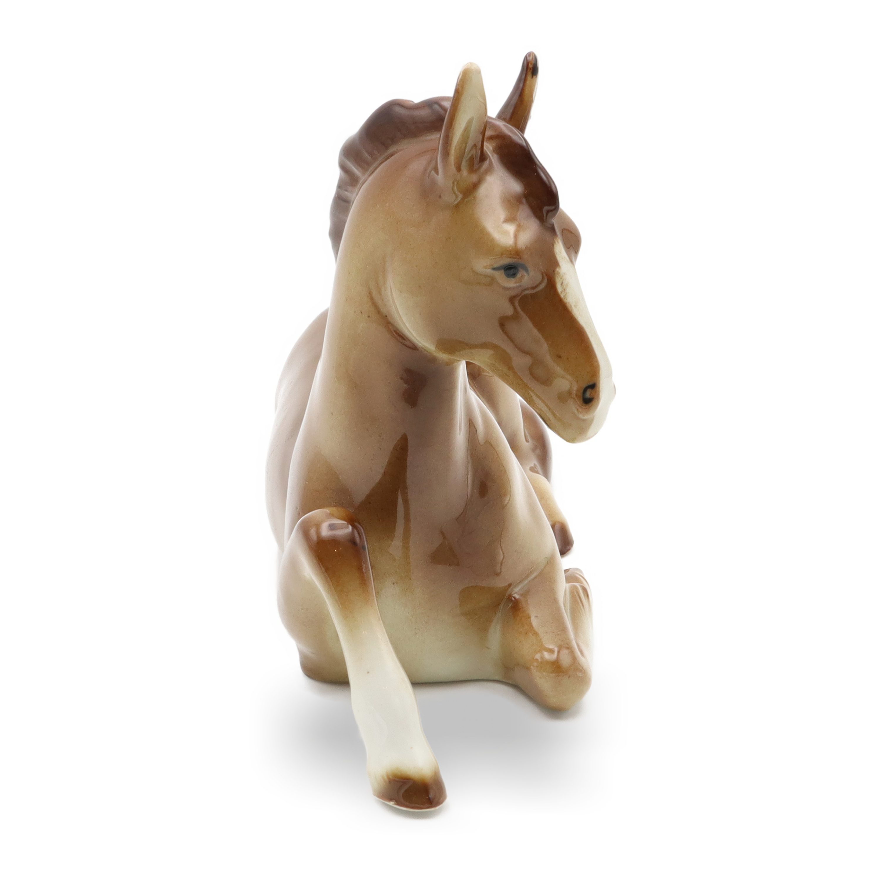 Horse Figurine, Bohemia Porcelain, Vintage Collectible Art Deco Statue, Stallion Sculpture Hand Painted, Ceramic