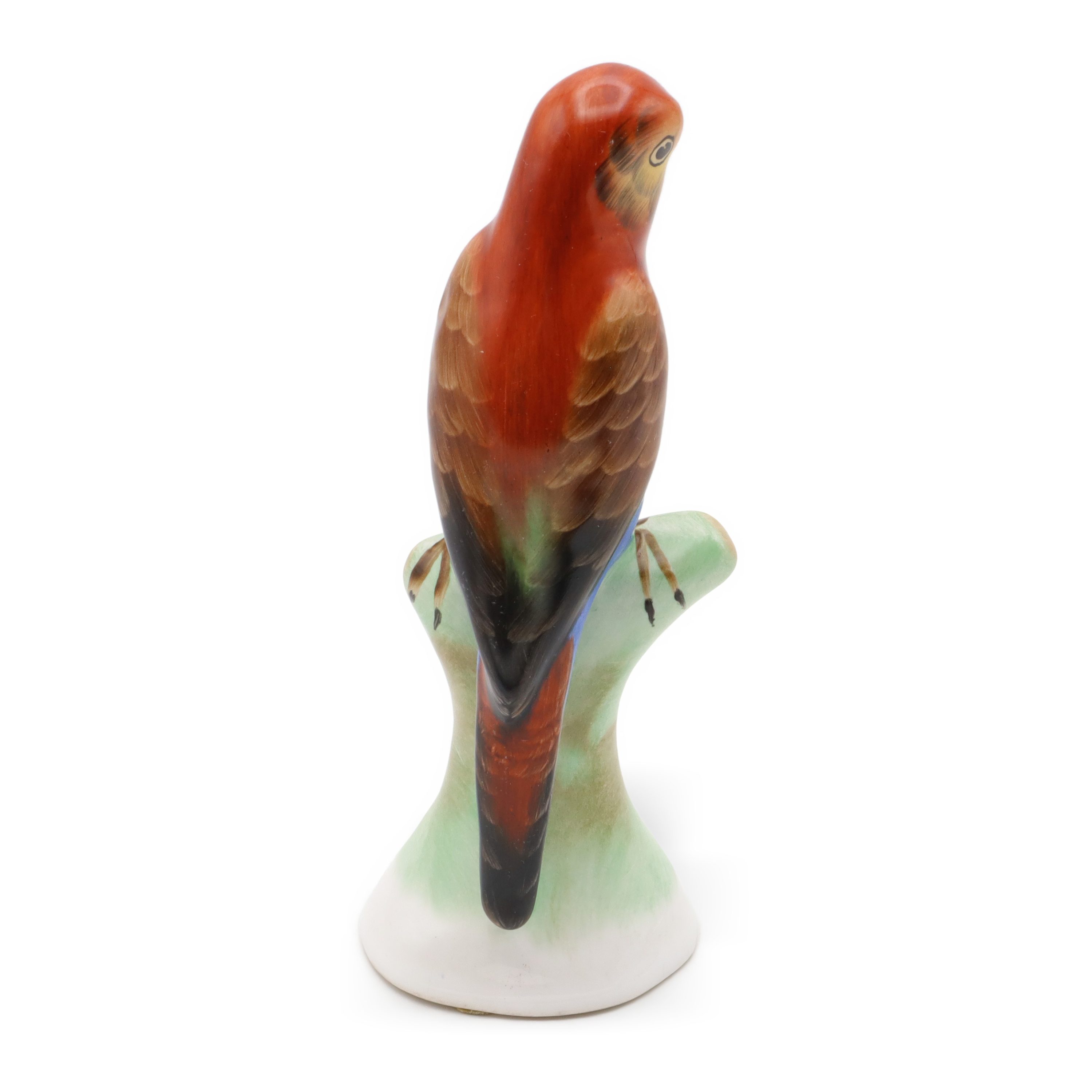 Parakeet Porcelain Figurine, Parrot Bird Sculpture, Bird Art Home Decor Hand Painted, Vintage Ceramic Collectible