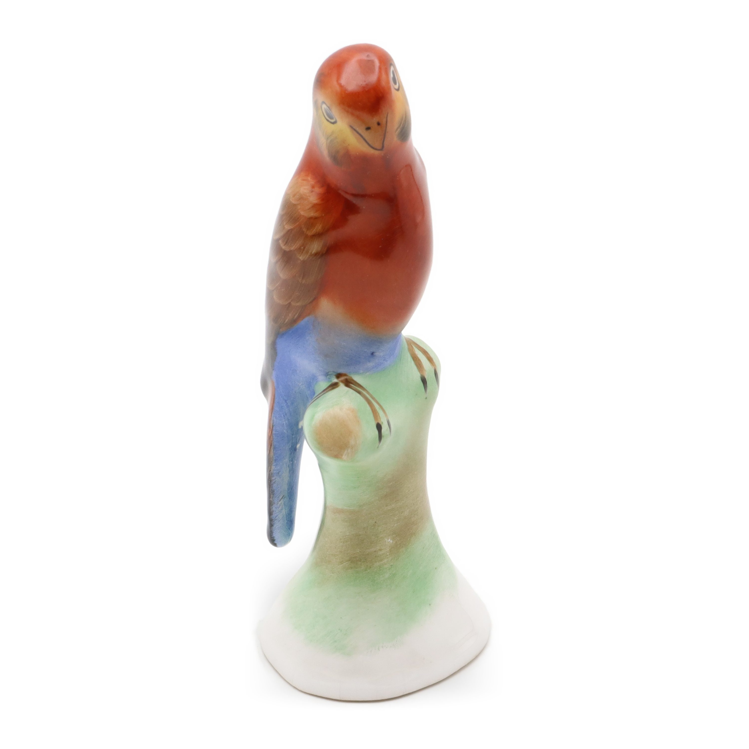 Parakeet Porcelain Figurine, Parrot Bird Sculpture, Bird Art Home Decor Hand Painted, Vintage Ceramic Collectible