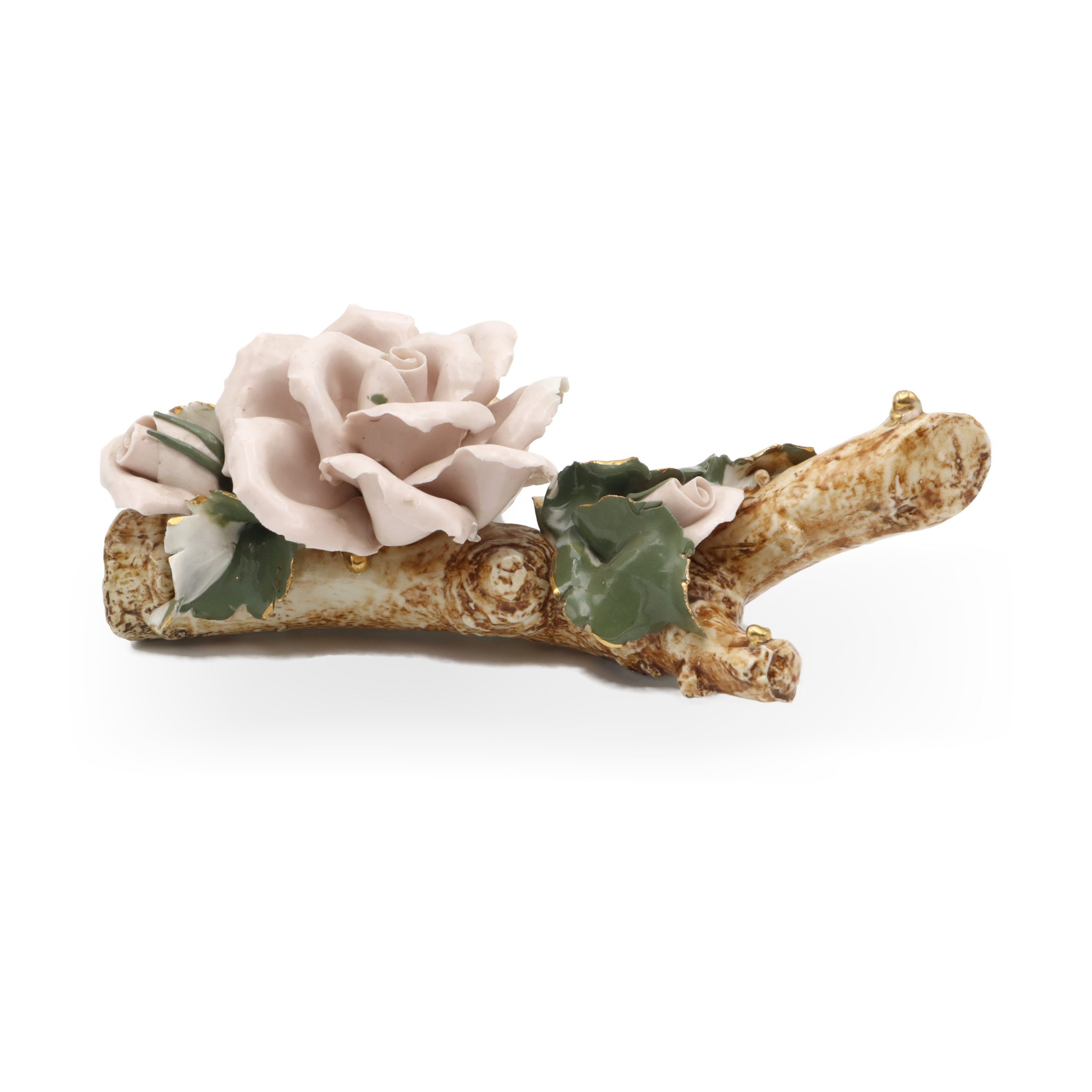 Porcelain Rose, Bavaria Rose Flower, Vintage Centerpiece, Ceramic Rose, Flower On A Branch Hand Painted