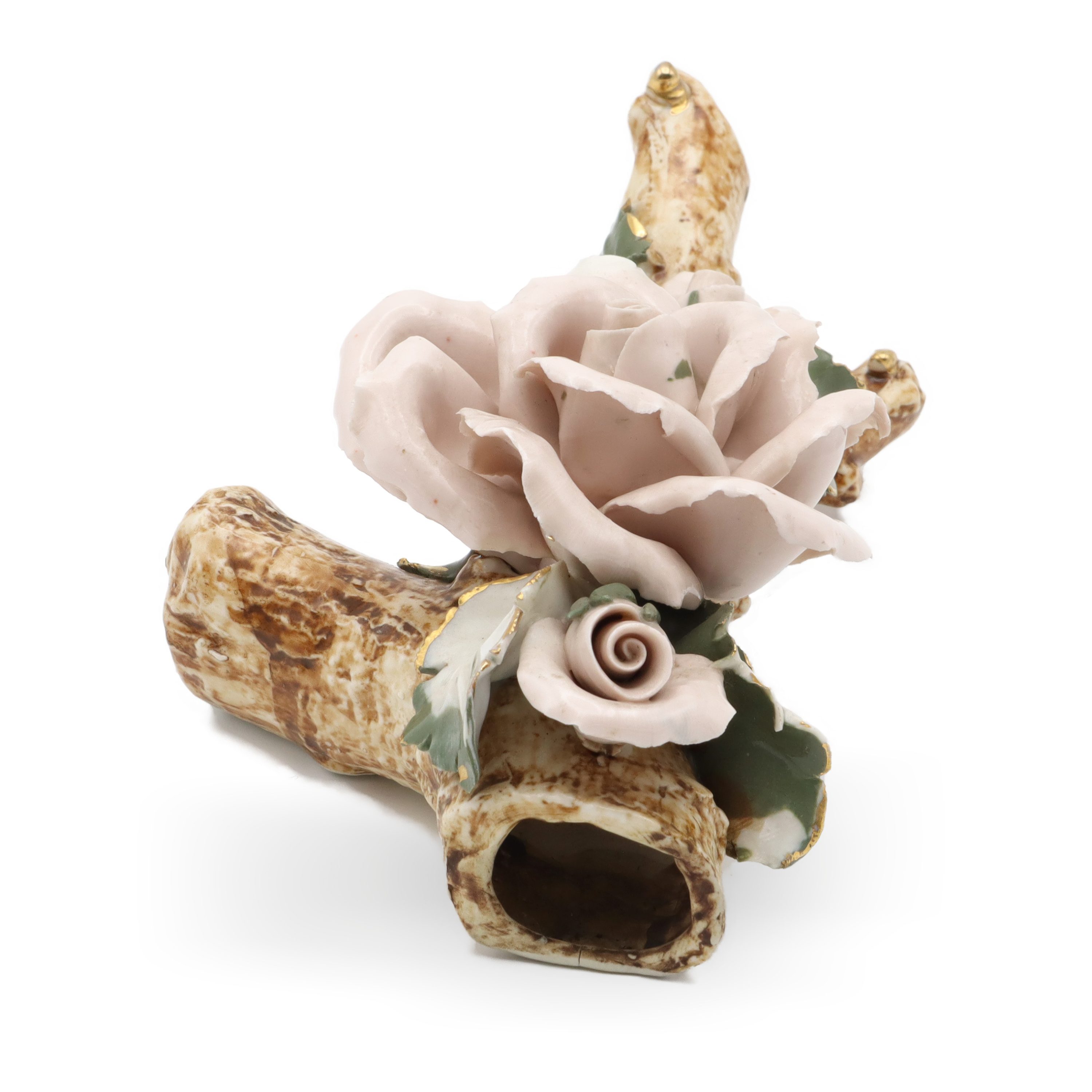 Porcelain Rose, Bavaria Rose Flower, Vintage Centerpiece, Ceramic Rose, Flower On A Branch Hand Painted