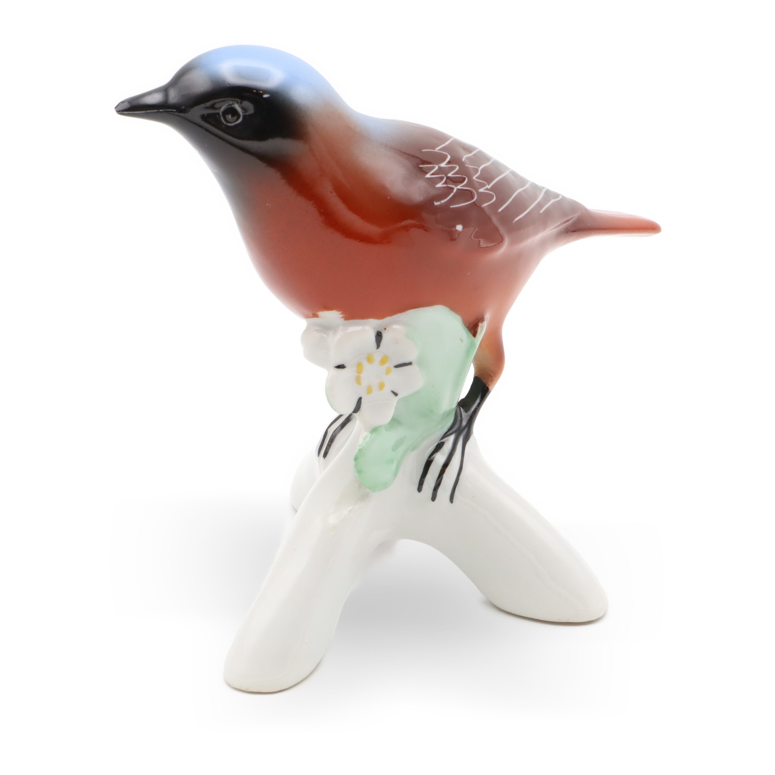 Red Bird Porcelain Figurine, Bird Art, Bohemia Porcelain, Rare Vintage Collectible Hand Painted, Ceramic Sculpture