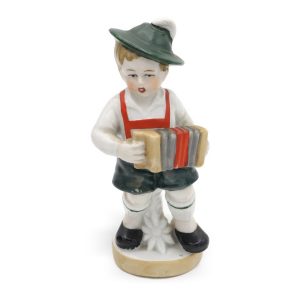 Vintage Boy Playing Accordion, Hand Painted Bavaria Porcelain, Ceramic Collectible Figurine