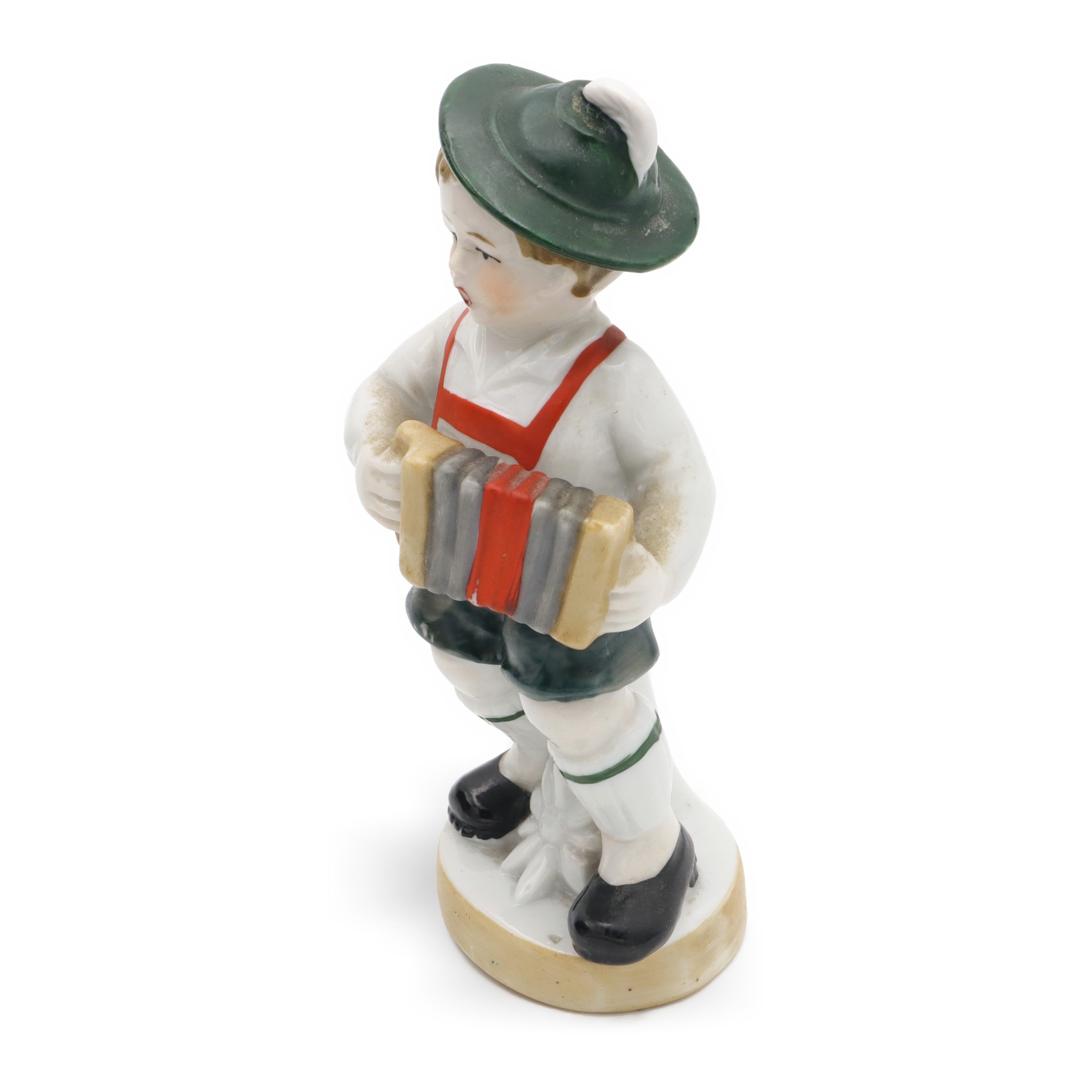 Vintage Boy Playing Accordion, Hand Painted Bavaria Porcelain, Ceramic Collectible Figurine