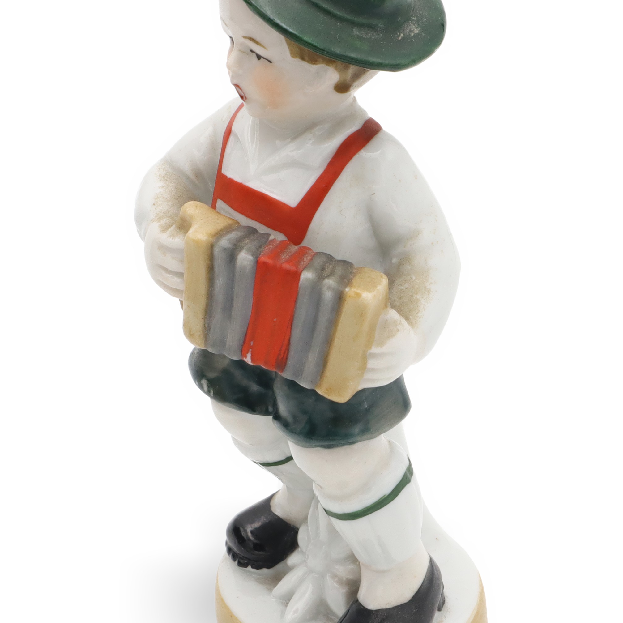 Vintage Boy Playing Accordion, Hand Painted Bavaria Porcelain, Ceramic Collectible Figurine