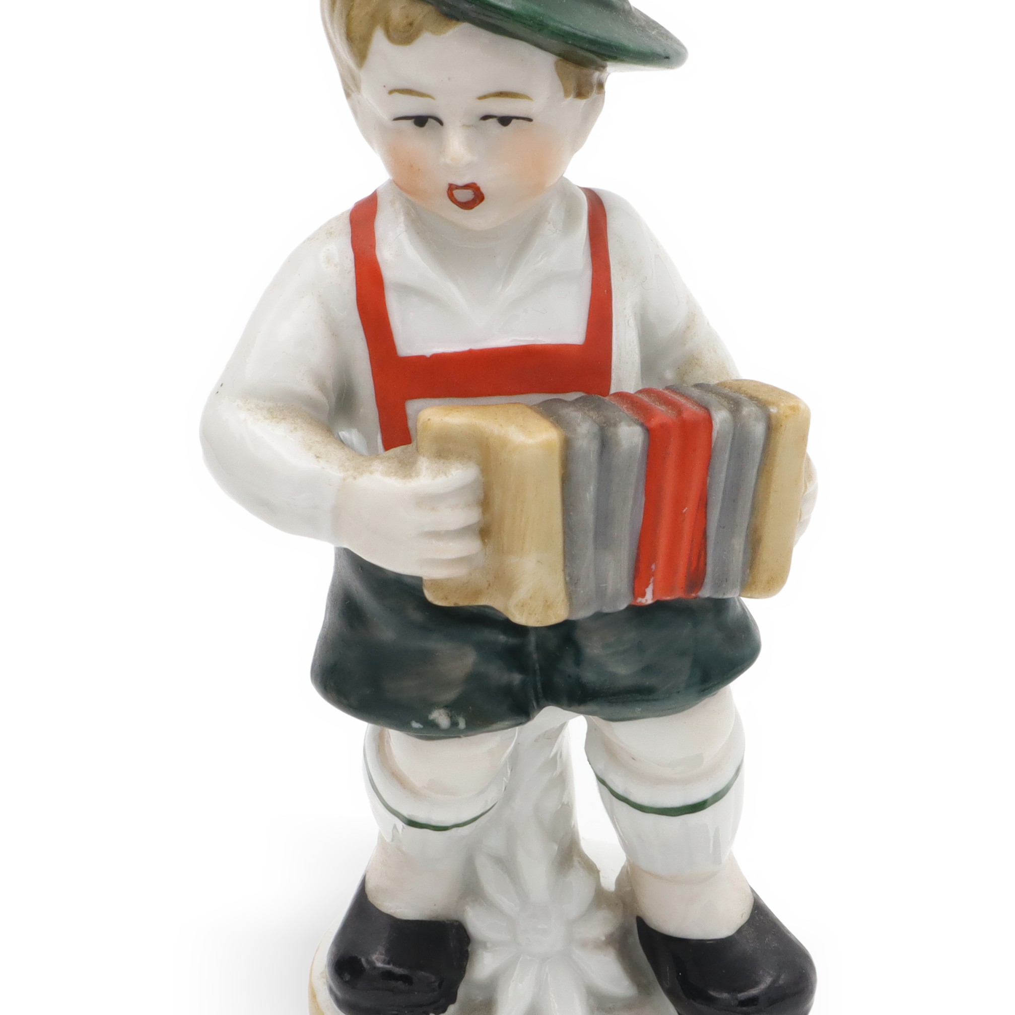 Vintage Boy Playing Accordion, Hand Painted Bavaria Porcelain, Ceramic Collectible Figurine