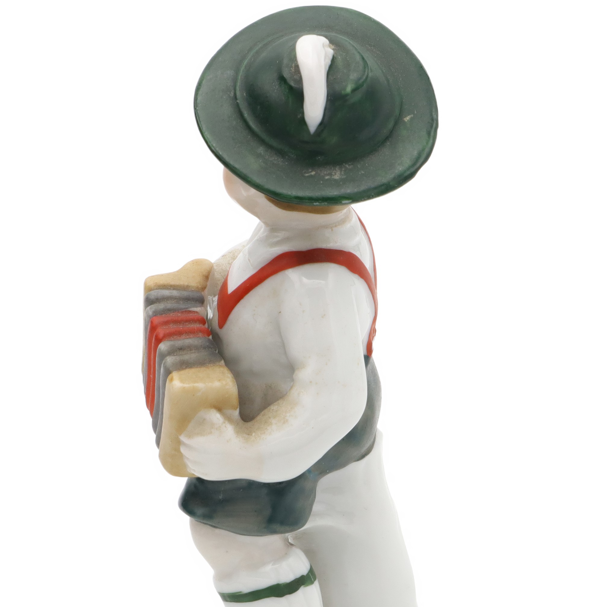 Vintage Boy Playing Accordion, Hand Painted Bavaria Porcelain, Ceramic Collectible Figurine