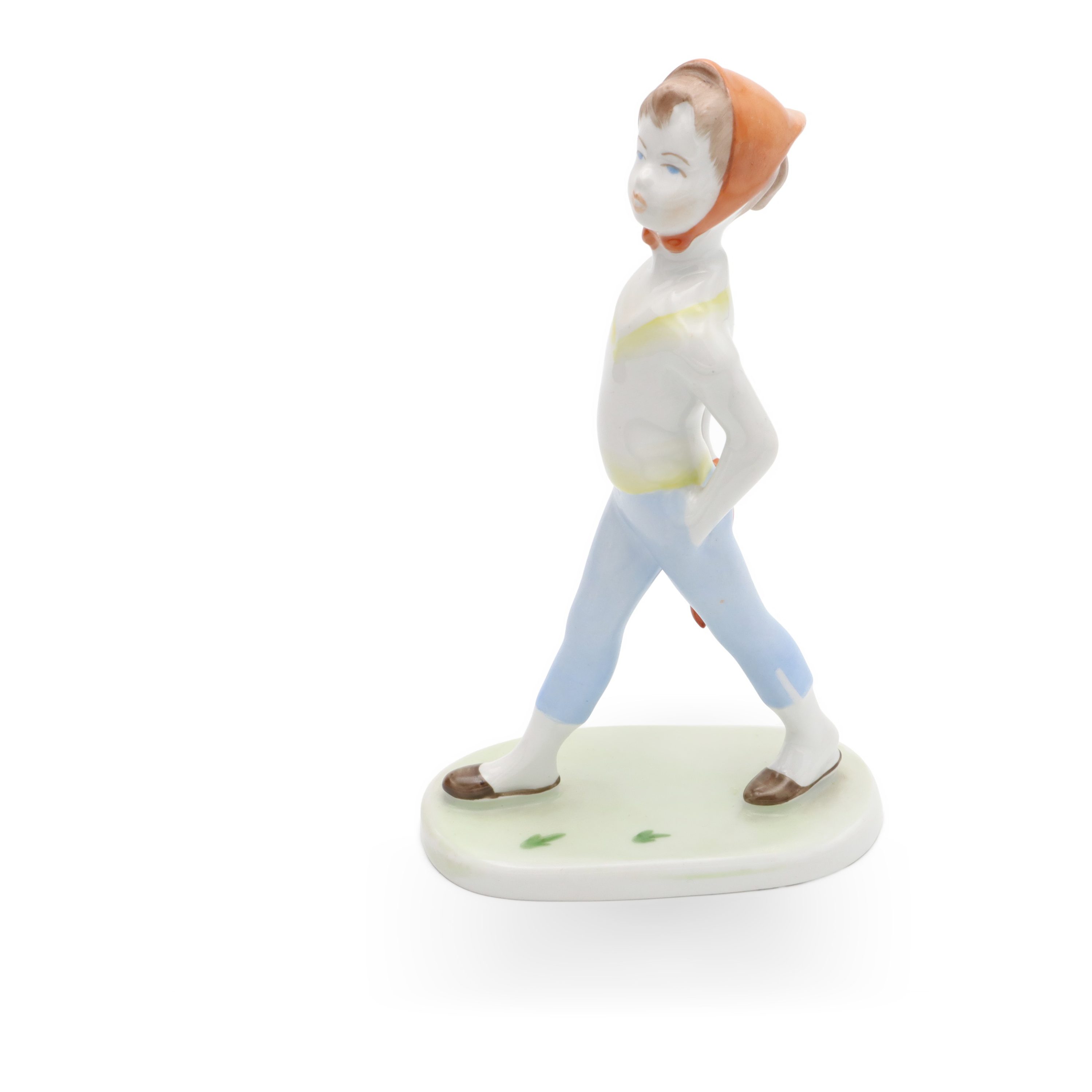 Vintage Hungarian Porcelain Aquincum Walking Girl Figurine, Hand Painted 1970s, Ceramic Collectible Sculpture