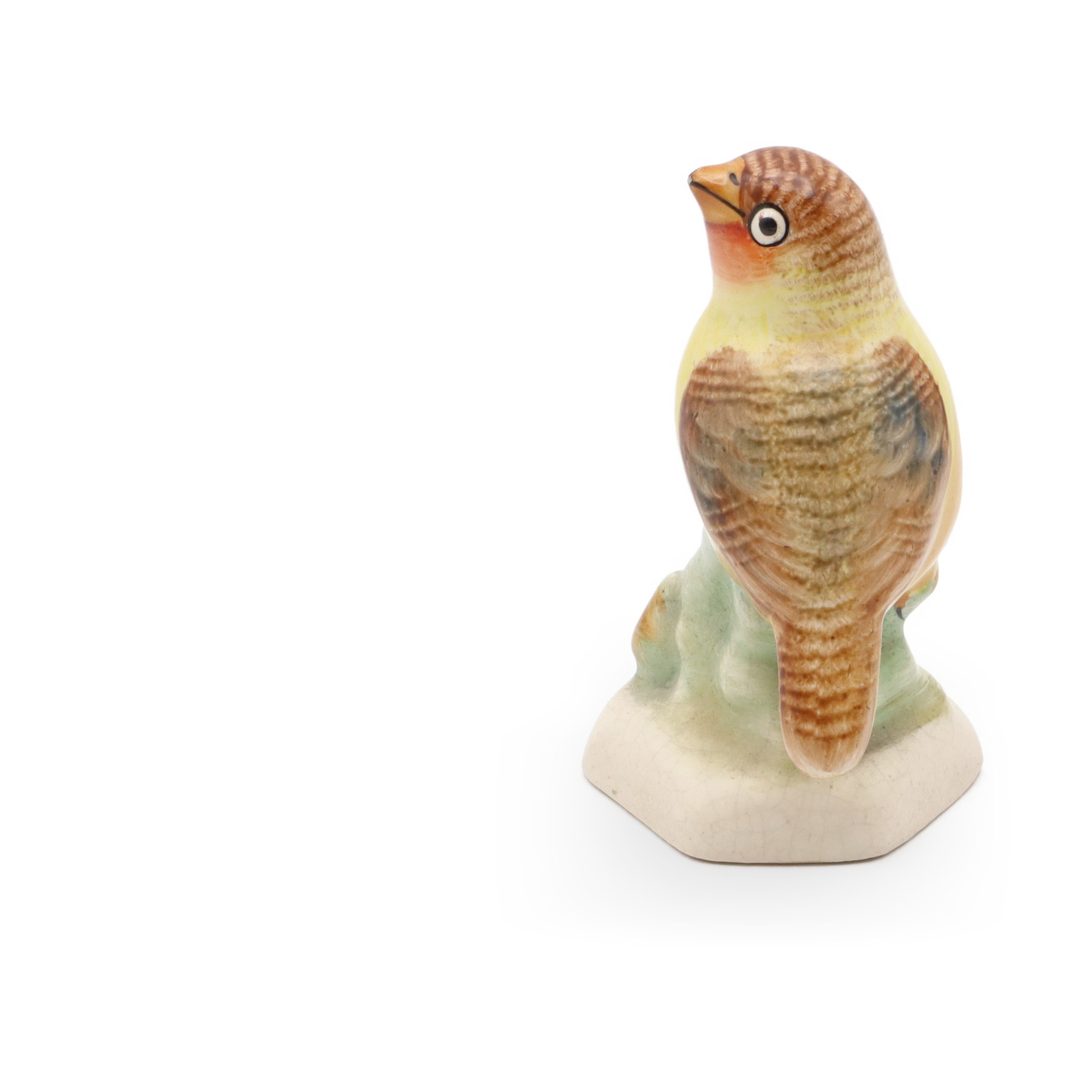 Yellow Bird Hand Painted Porcelain Figure, Bird Art Collectible, Pet Figurine, Vintage Ceramic Sculpture