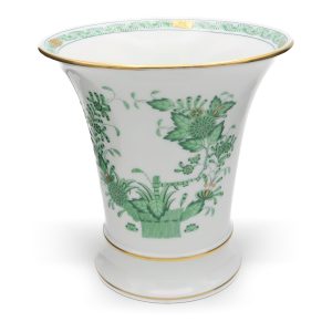 Herend Chinese Bouquet Urn Vase, Hand-painted Green Apponyi Vase, Vintage Porcelain Decor Display