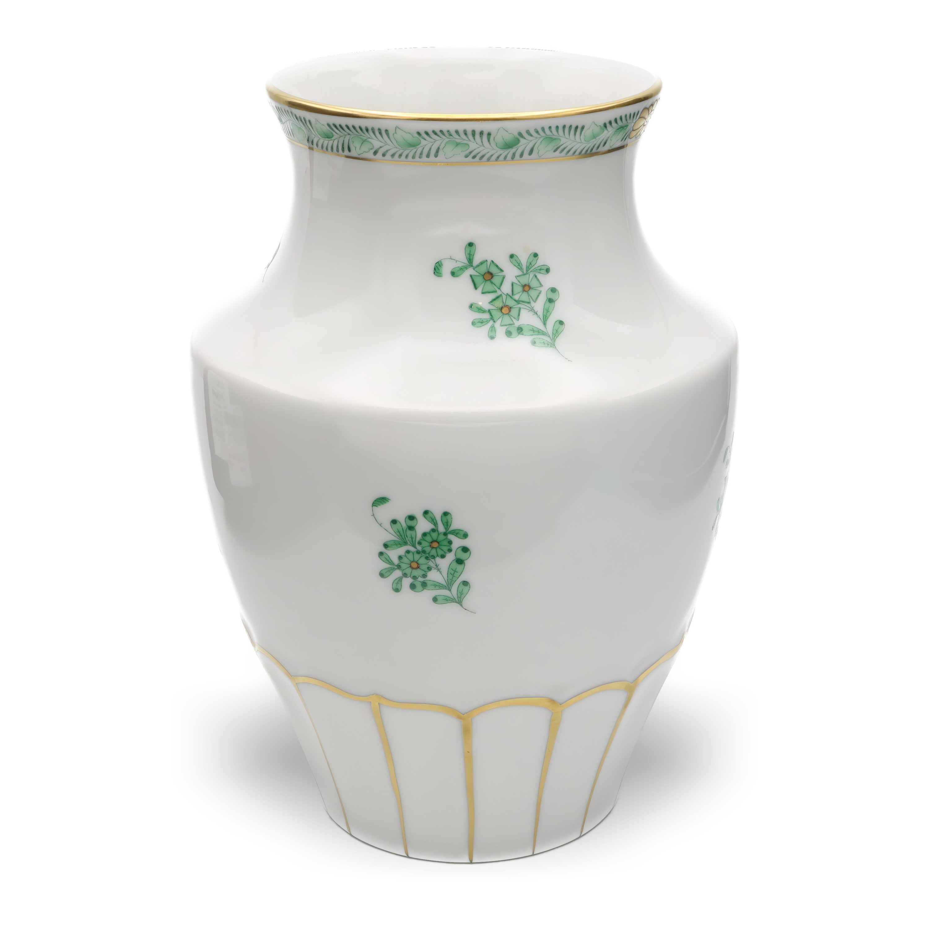 Herend Porcelain Green Chinese Bouquet Vase, Vintage Herend Apponyi Flower Urn Vase, Handcrafted Hungarian Porcelain Home Decor