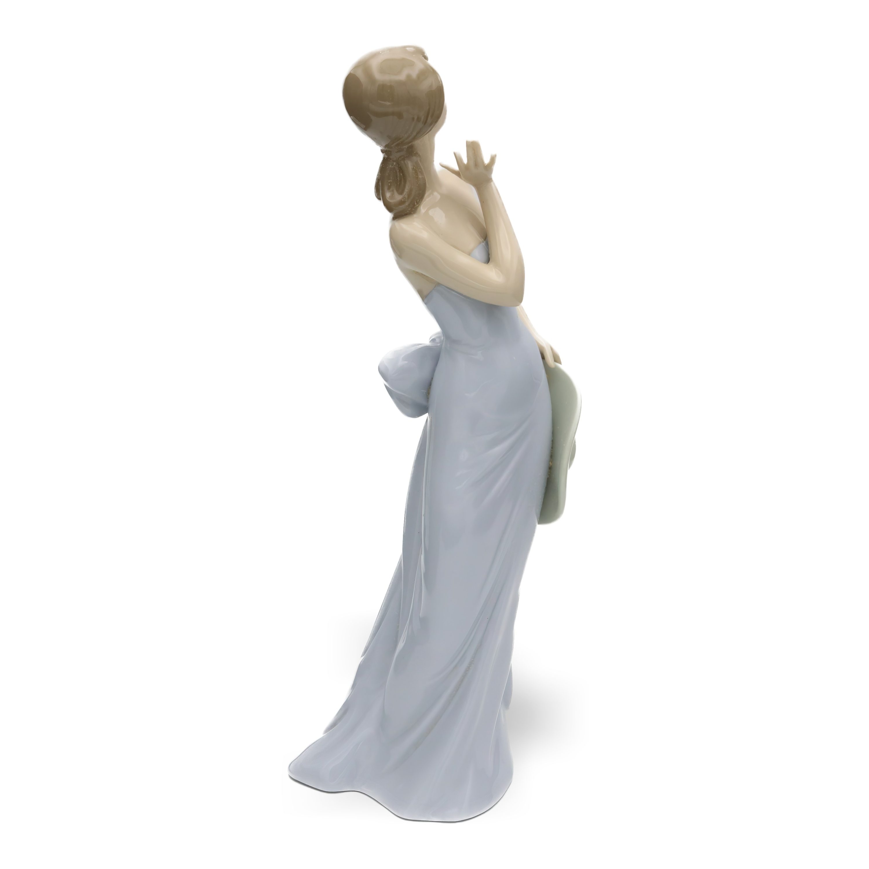 Lladro Elegant Coquette Girl With Holding A Hat, Porcelain Figurine, Vintage Art Deco Decoration, Retired