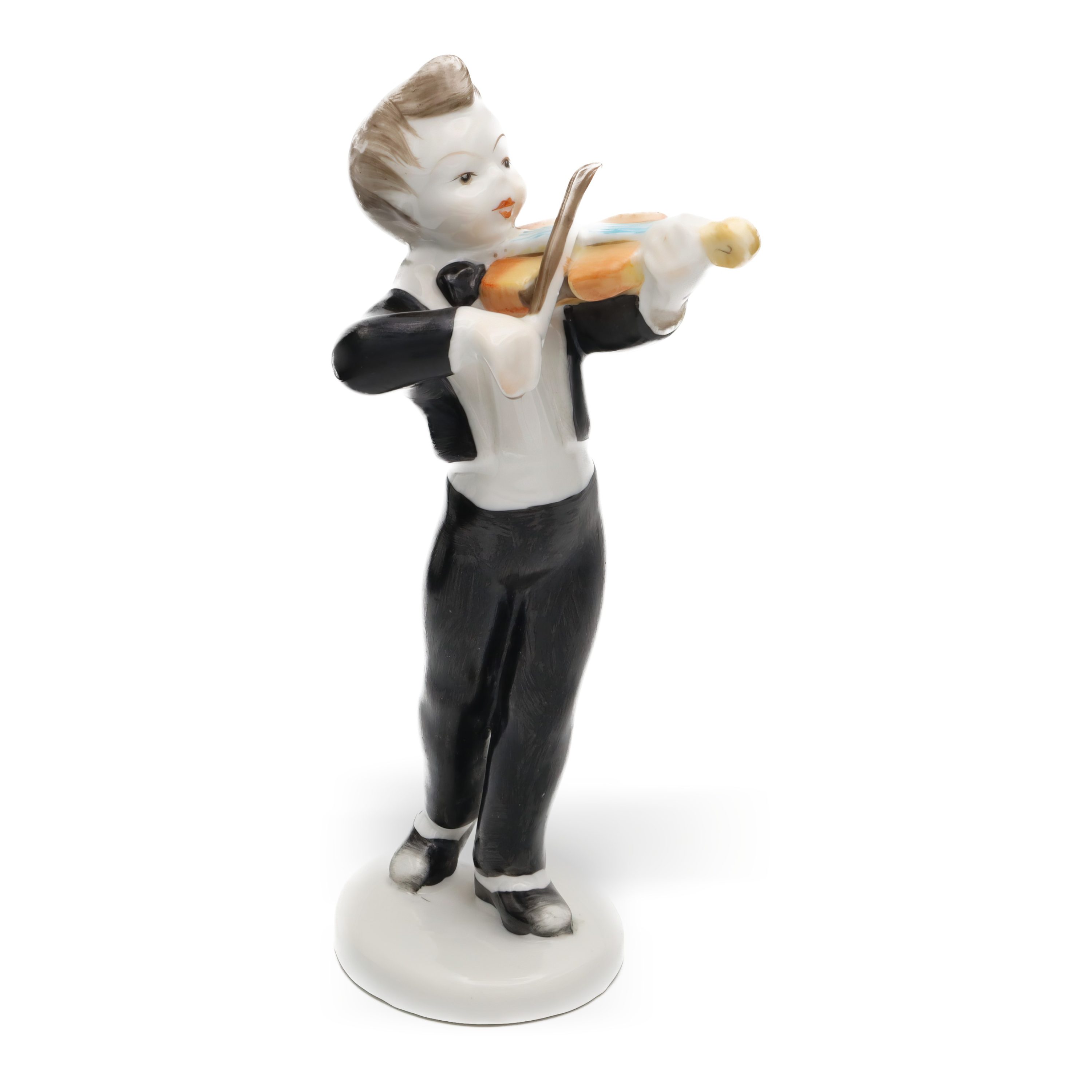 Porcelain Violinist Figurine, Timeless Elegance In Music-Inspired Artworks And Antique Decor, Collectible Hollohaza Porcelain