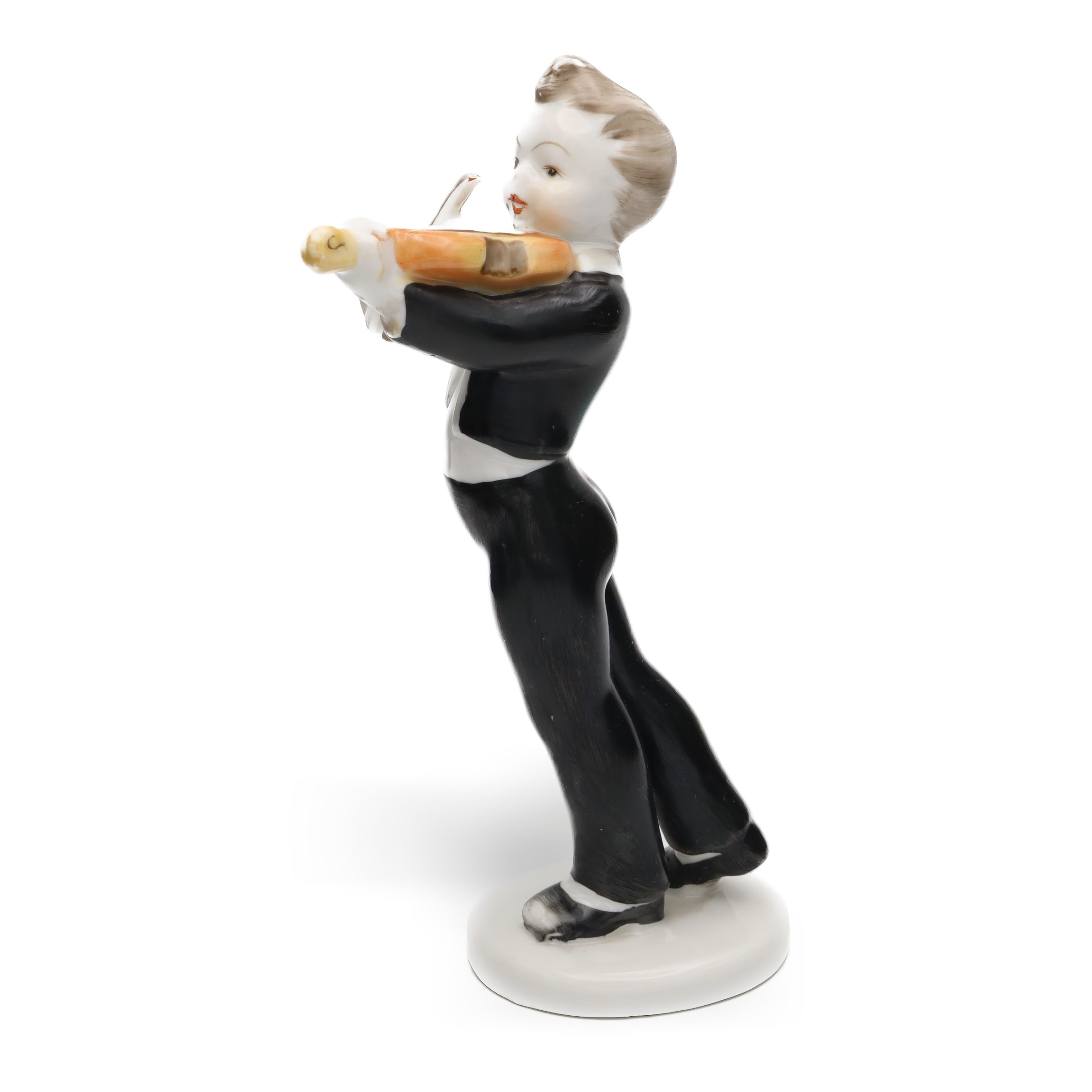 Porcelain Violinist Figurine, Timeless Elegance In Music-Inspired Artworks And Antique Decor, Collectible Hollohaza Porcelain