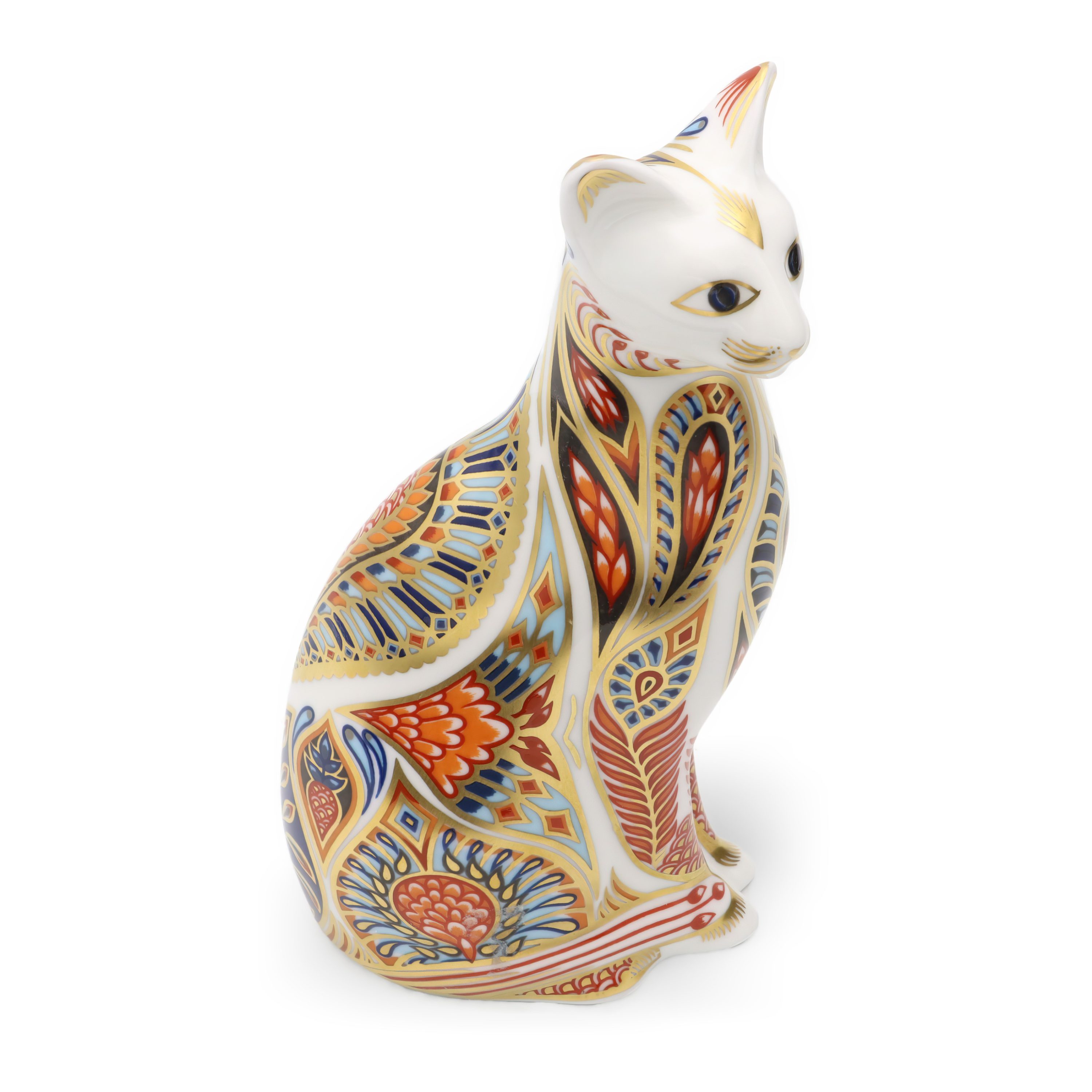 Collectible Cat, Vintage Royal Crown Derby Imari Siamese Kitten, Hand Painted Porcelain Figurine, Limited Edition Art Piece