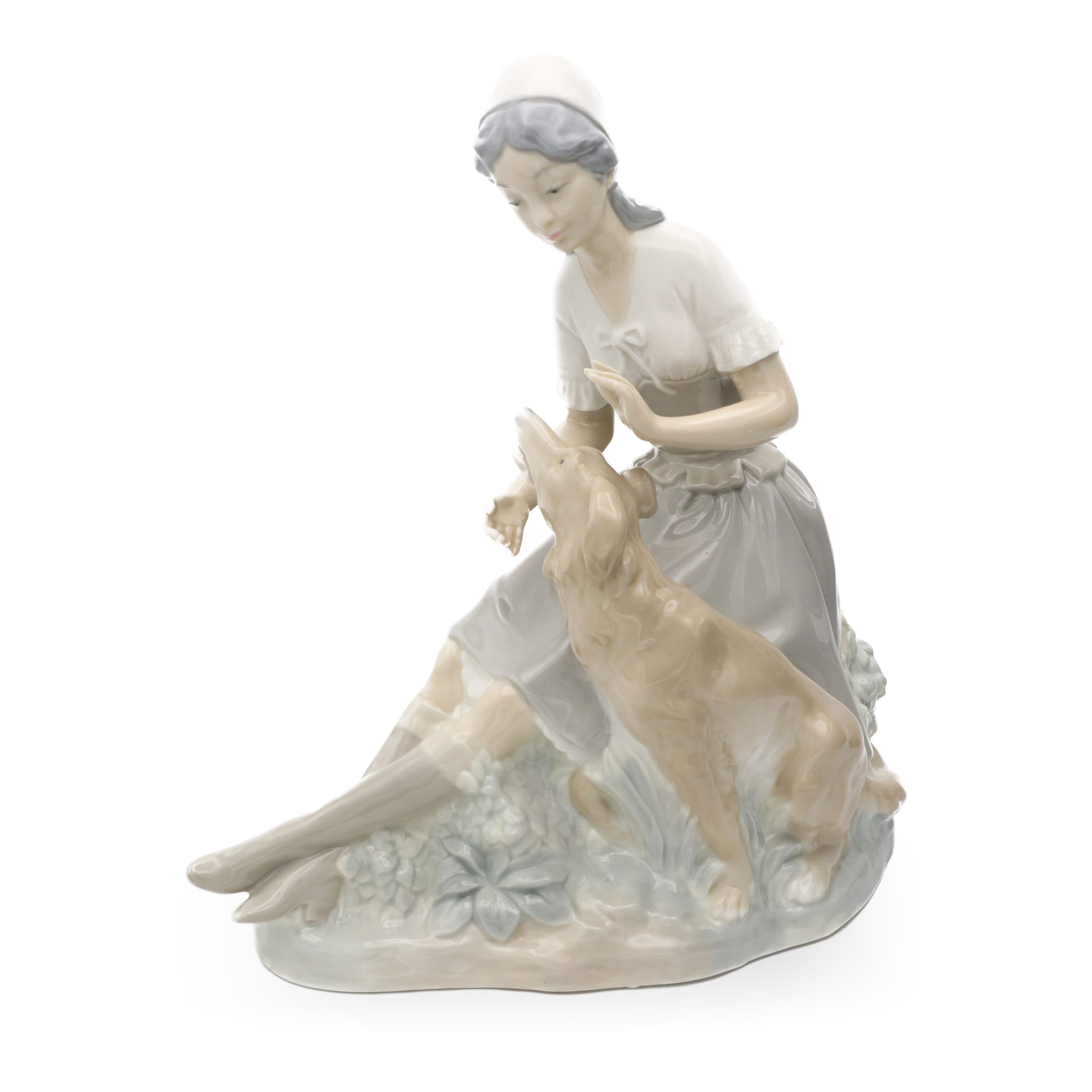 Lladro Girl With Dog, NAO Figurine Girl With Puppy, Hand Made Vintage Spanish Porcelain, Collectible Ceramic Sculpture, Detailed Hand-Painted Ornament