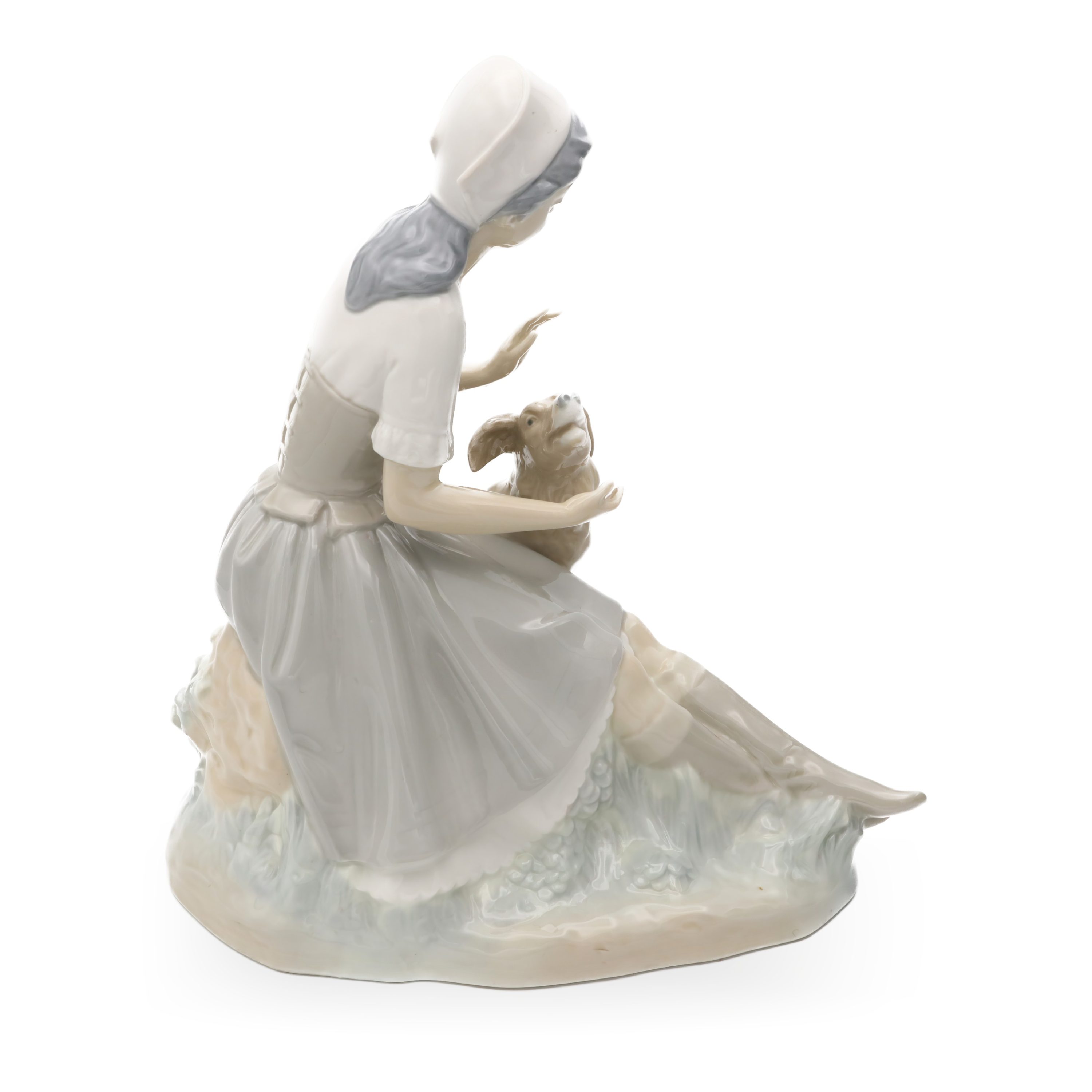 Lladro Girl With Dog, NAO Figurine Girl With Puppy, Hand Made Vintage Spanish Porcelain, Collectible Ceramic Sculpture, Detailed Hand-Painted Ornament