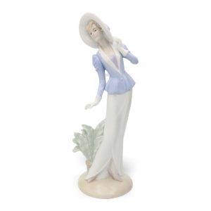 Monti Fiero Porcelain Elegant Lady In Hat, Hand Painted Spanish Porcelain Figurine