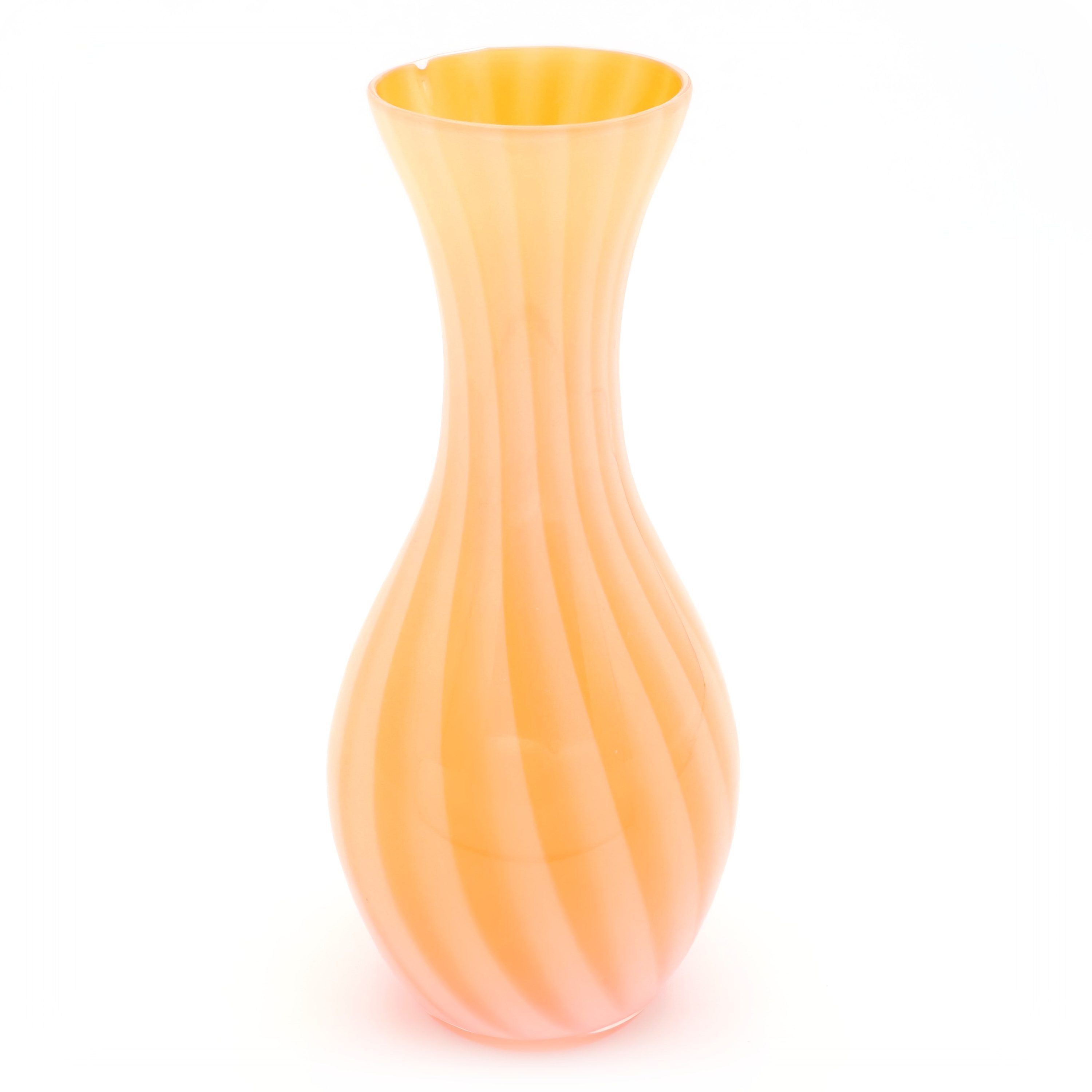 Murano Glass Yellow Vase, 1980s Vintage Hand Made, Original Italian, Exquisite Home Décor Accent, Collectible Art Glass Masterpiece