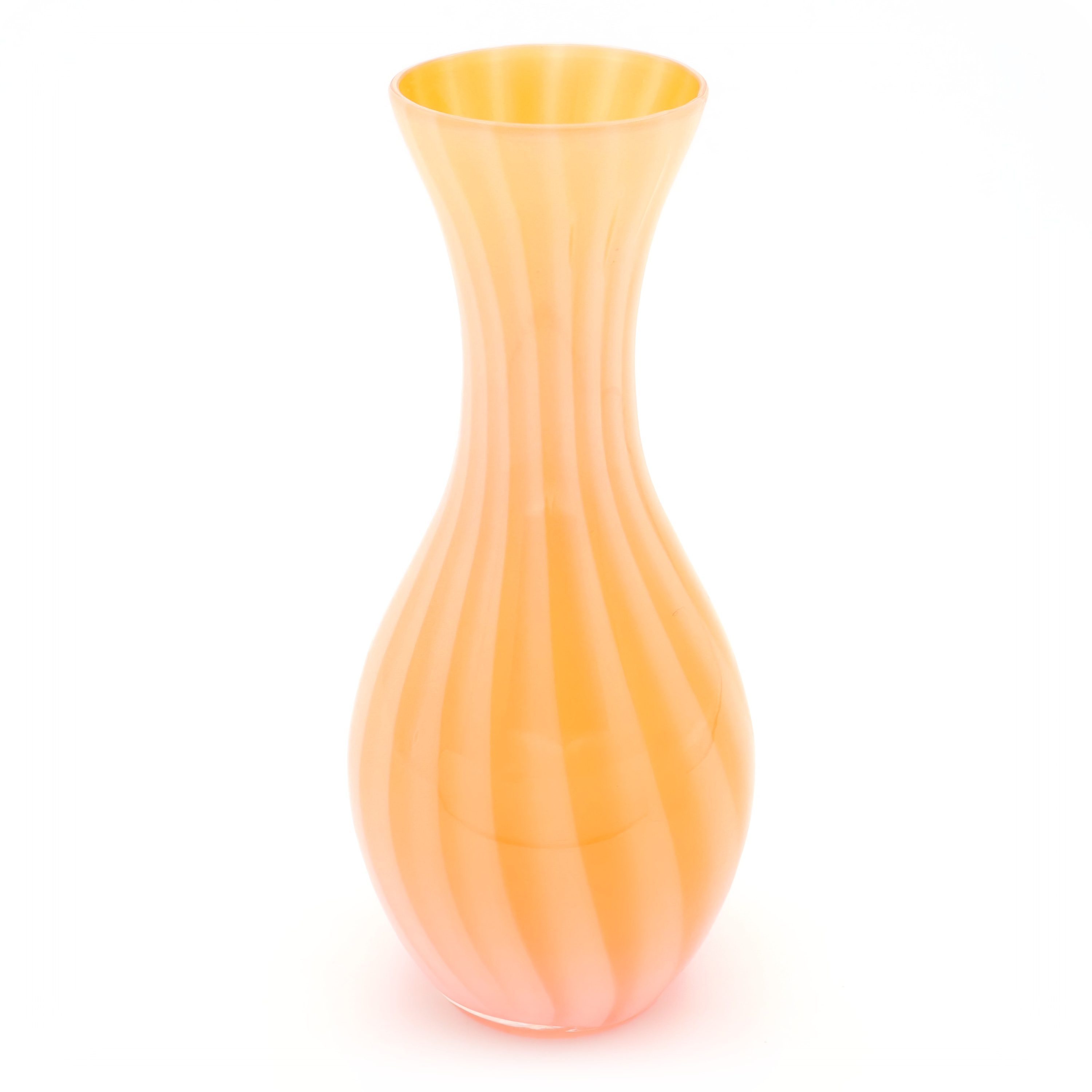 Murano Glass Yellow Vase, 1980s Vintage Hand Made, Original Italian, Exquisite Home Décor Accent, Collectible Art Glass Masterpiece