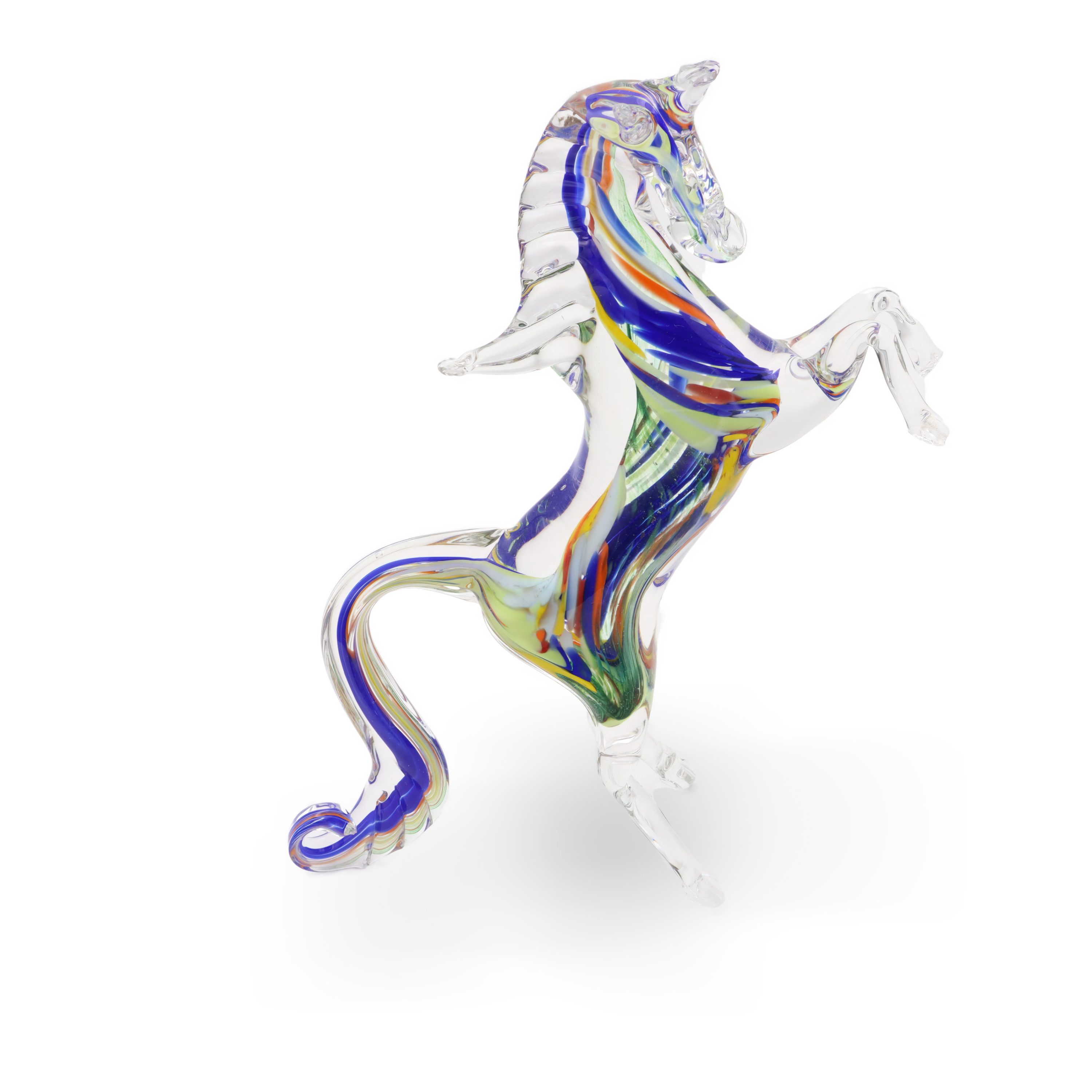 Murano Horse Figurine, Dancing Stallion Hand Made Glass Decor, Italian Murano Glass, Exquisite Collector's Piece Authentic Vintage Art Glass Sculpture