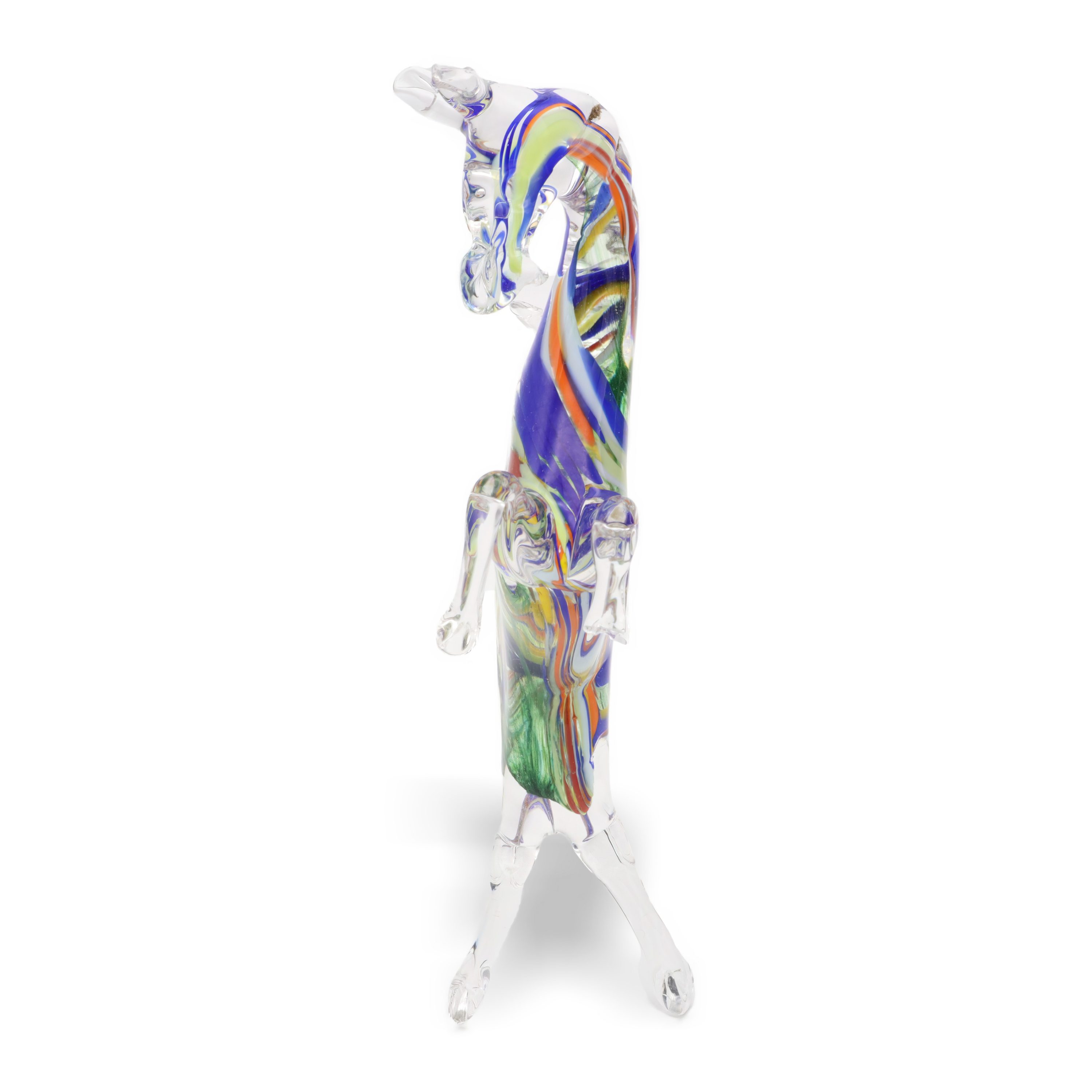 Murano Horse Figurine, Dancing Stallion Hand Made Glass Decor, Italian Murano Glass, Exquisite Collector's Piece Authentic Vintage Art Glass Sculpture