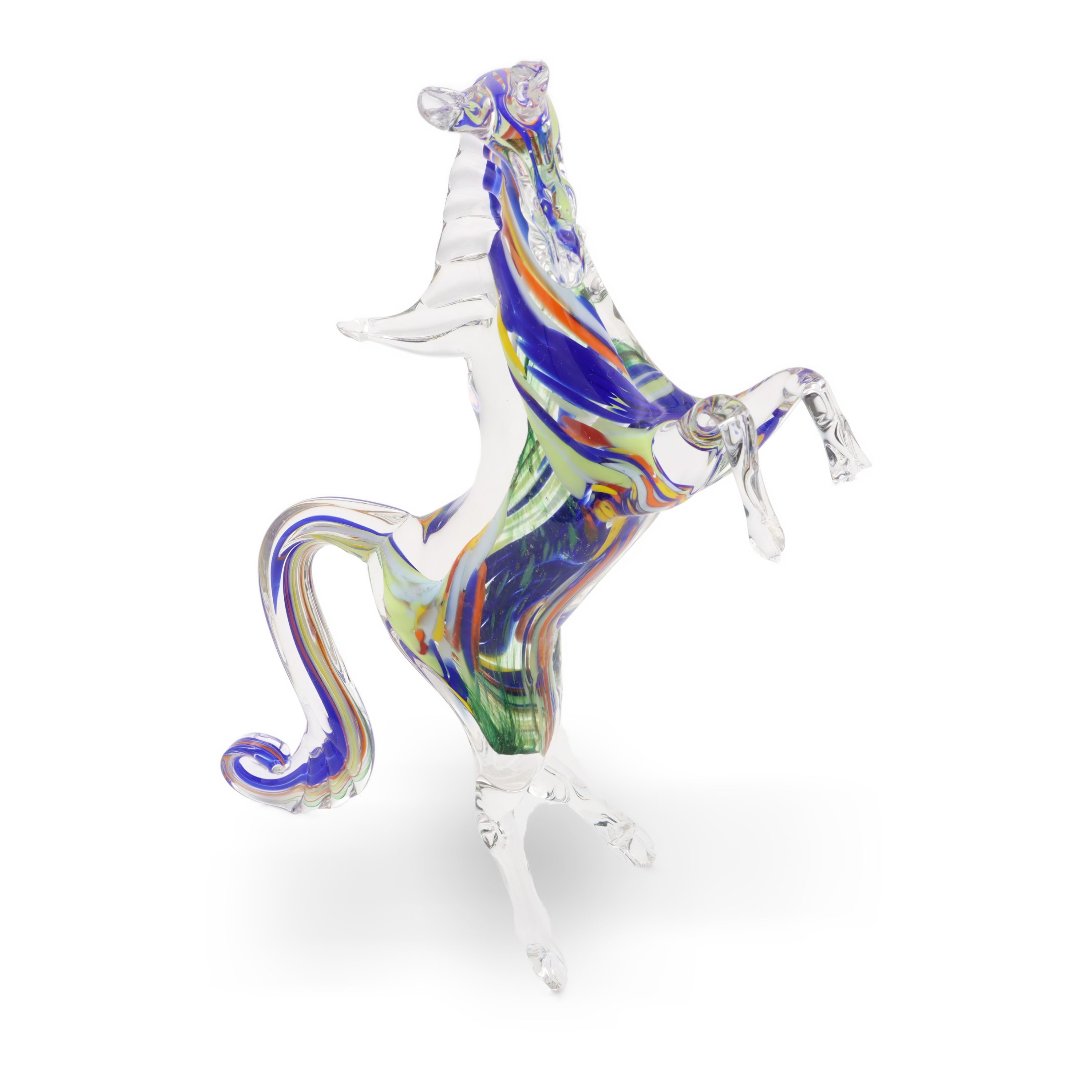 Murano Horse Figurine, Dancing Stallion Hand Made Glass Decor, Italian Murano Glass, Exquisite Collector's Piece Authentic Vintage Art Glass Sculpture